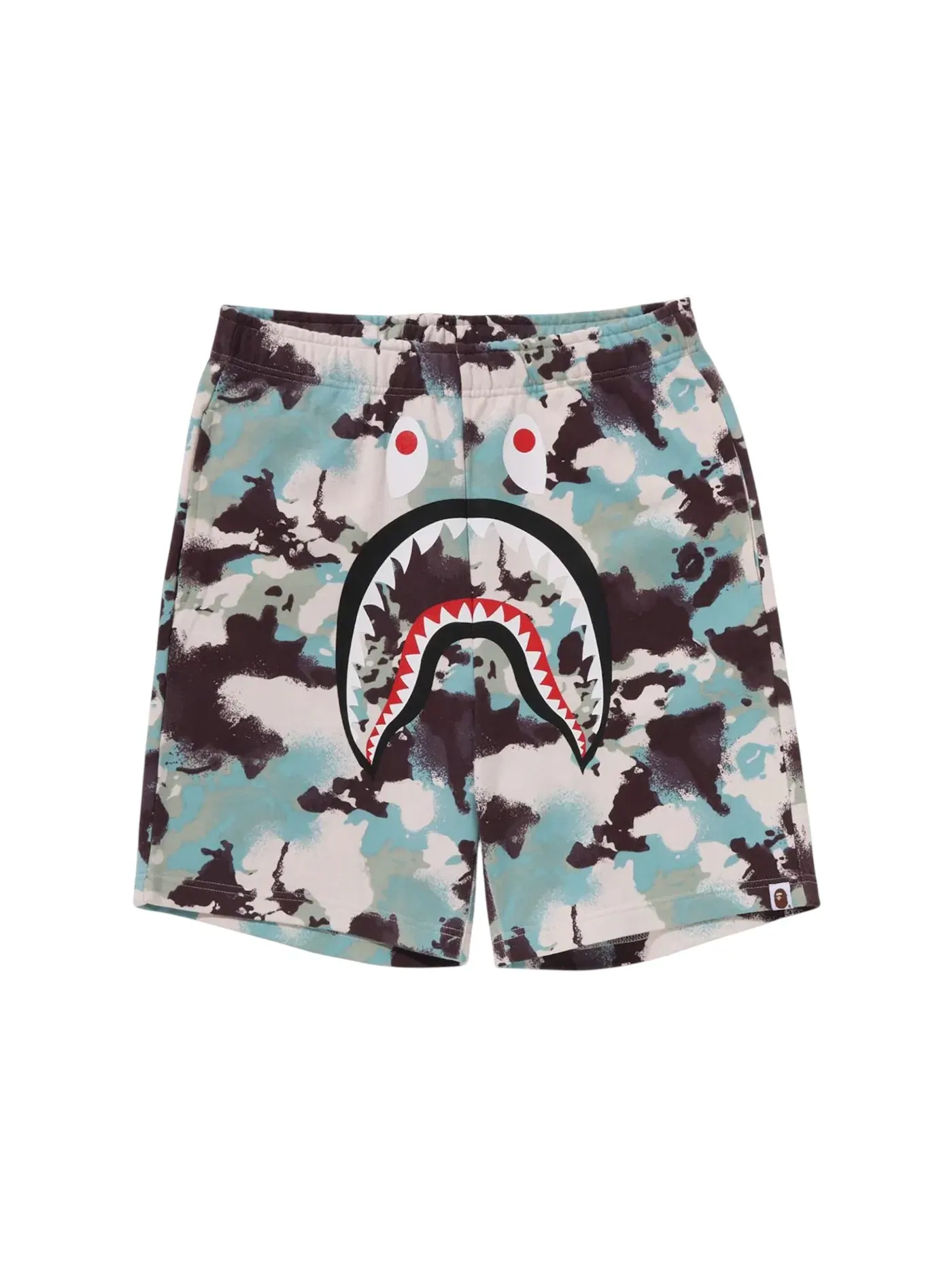 Мужские шорты с принтом BAPE Map Camo Regular Fit Shark Sweat Shorts Multi — изображение 1 из 2, мульти