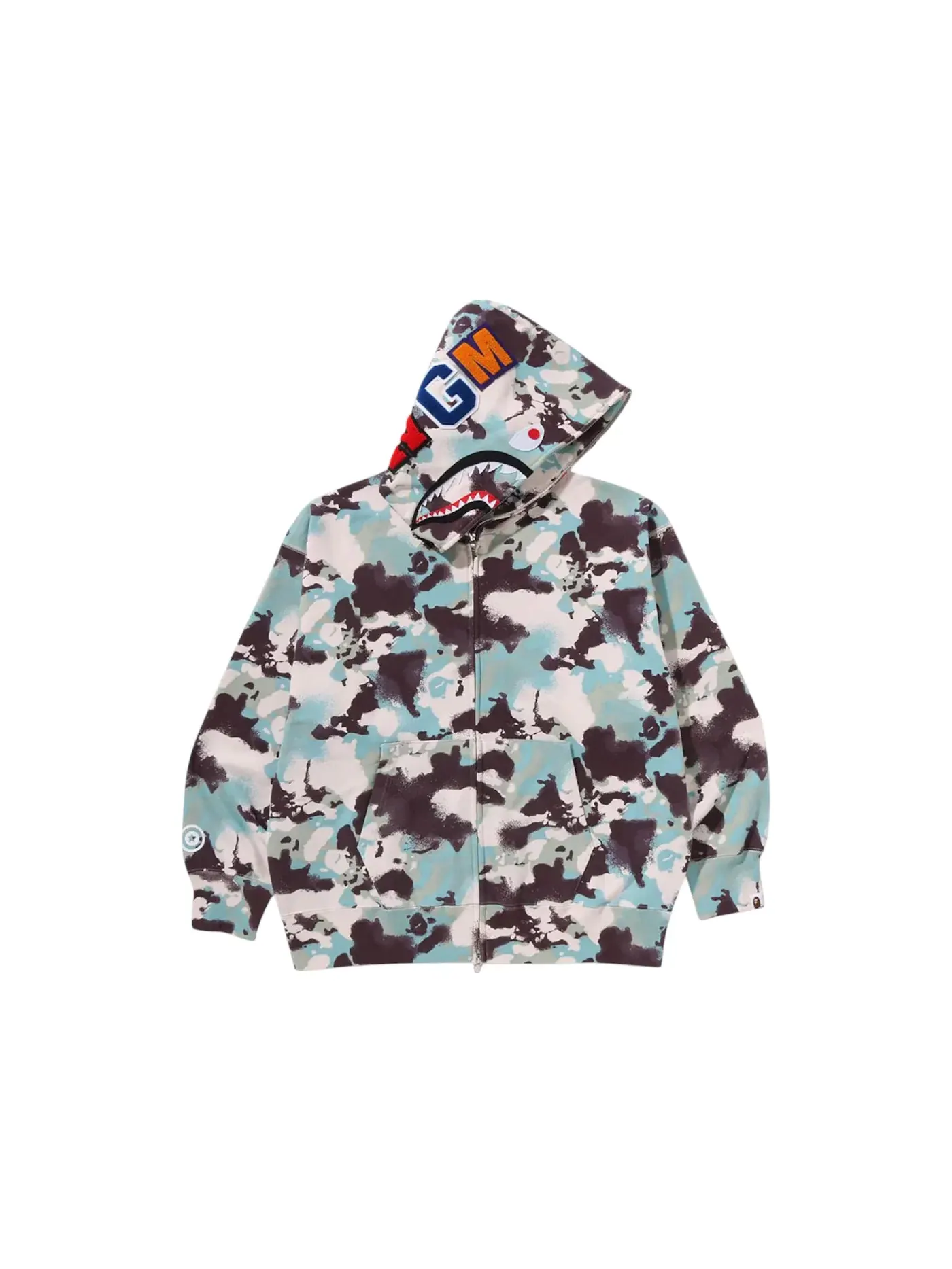 Мужская худи с принтом BAPE Map Camo Shark Full Zip — изображение 1 из 3, мульти