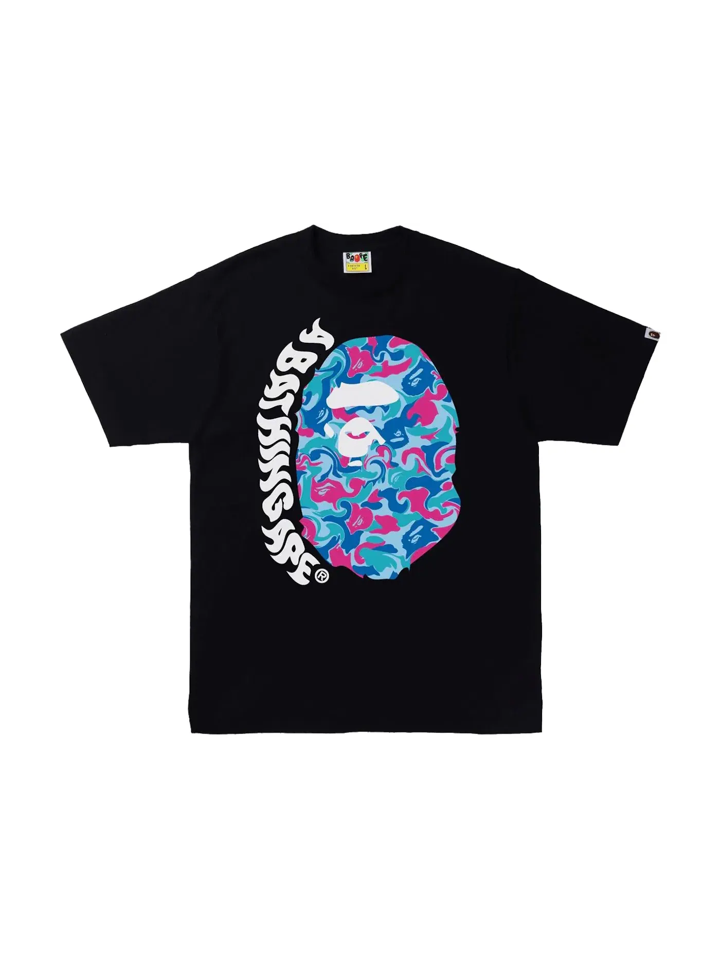 Мужская футболка с принтом Marble Camo Ape Head BAPE — изображение 1 из 2, черный