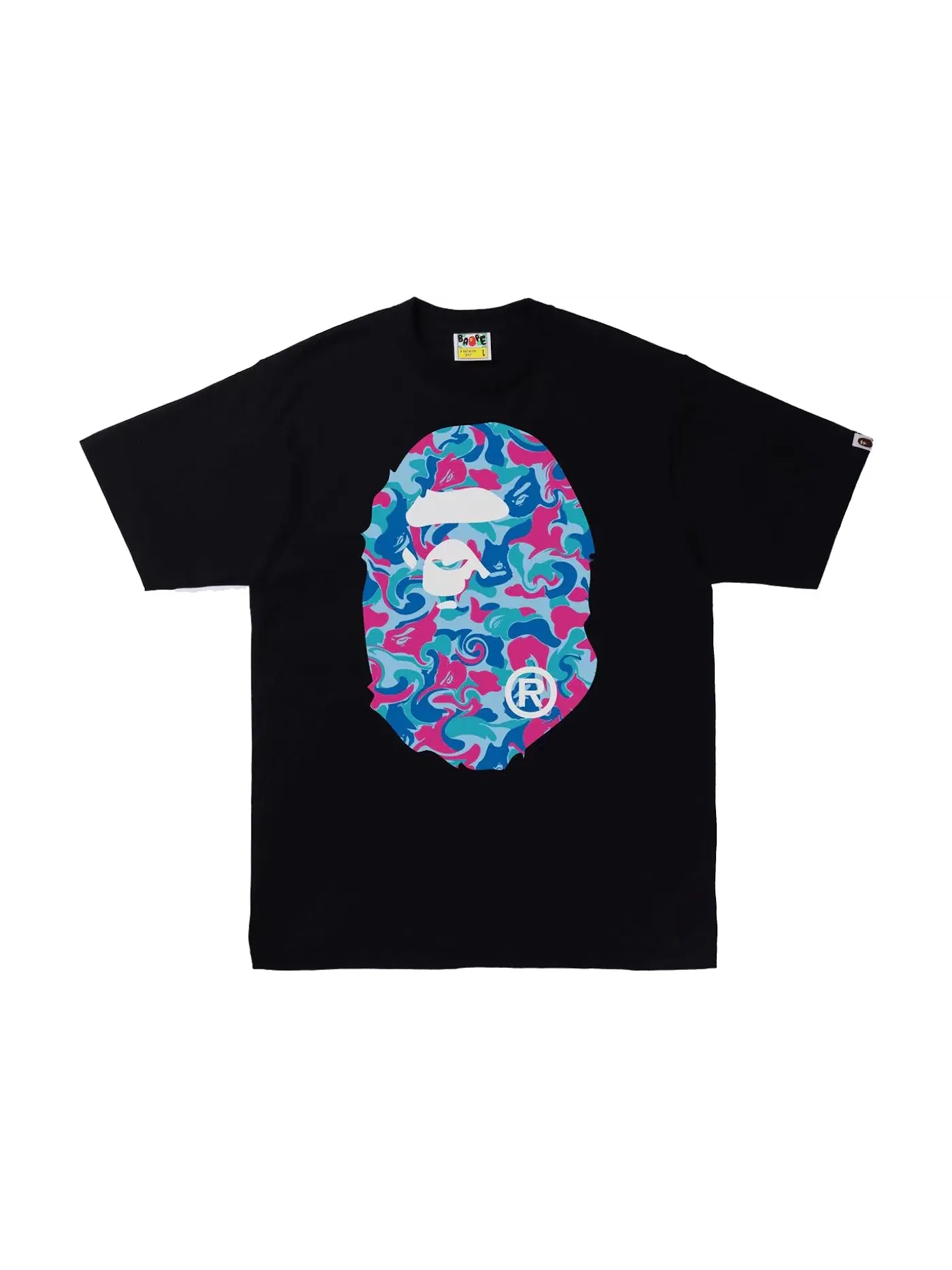 Мужская футболка с принтом BAPE Marble Camo Big Ape Head Tee — изображение 1 из 2, черный