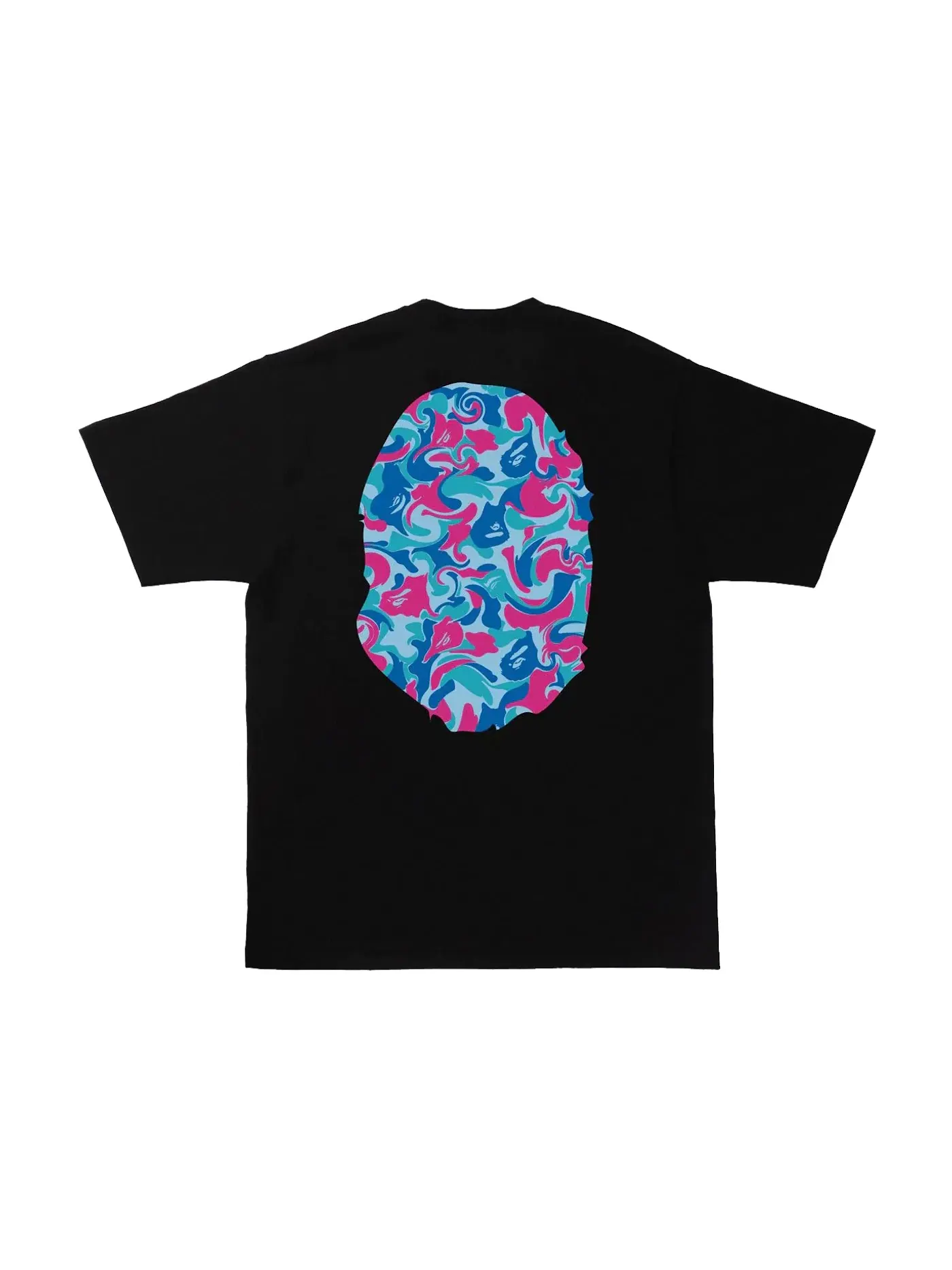 Мужская футболка с принтом BAPE Marble Camo Big Ape Head Tee — изображение 2 из 2, черный