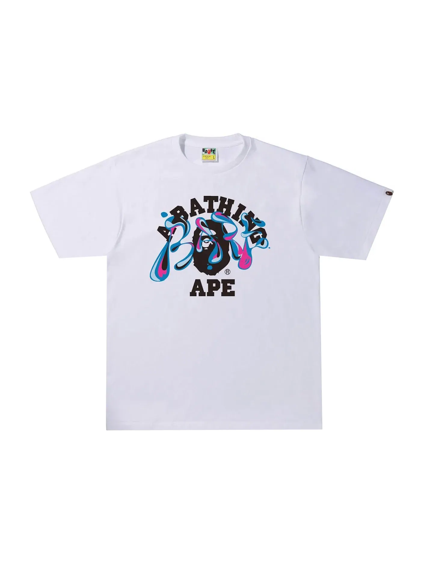 Мужская футболка с принтом BAPE Marble Camo Liquid College Tee — изображение 1 из 1, белый