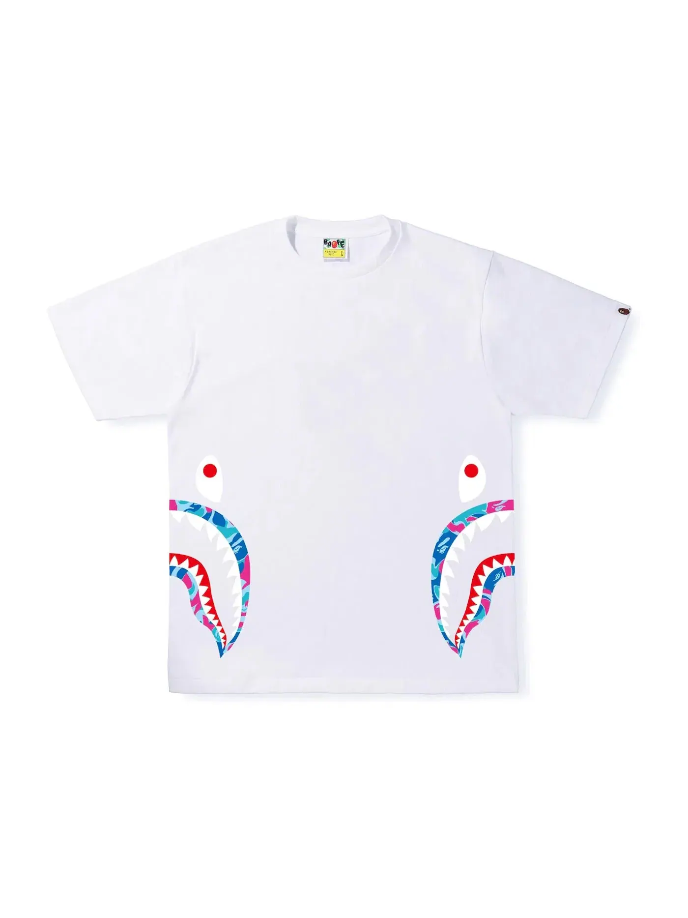 Мужская футболка с принтом BAPE Marble Camo Side Shark Tee — изображение 1 из 1, белый