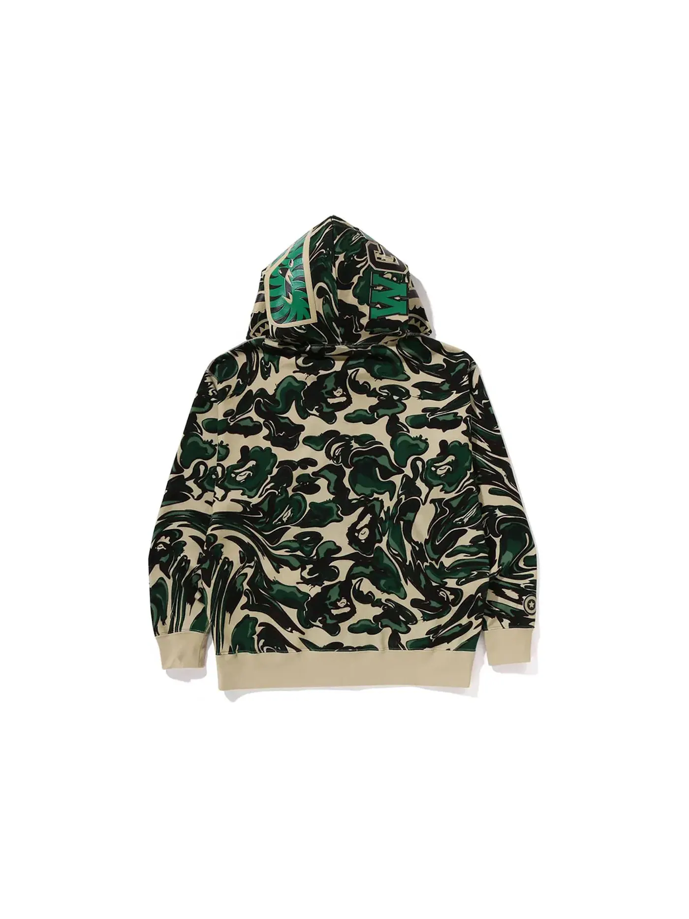 Мужской худи свободного кроя с камуфляжным принтом Marbling Camo Shark BAPE — изображение 3 из 3, зеленый