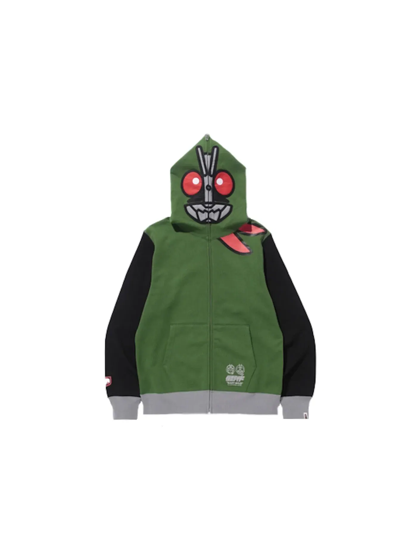 Мужской худи с принтом Masked Rider BAPE — изображение 1 из 1, зеленый
