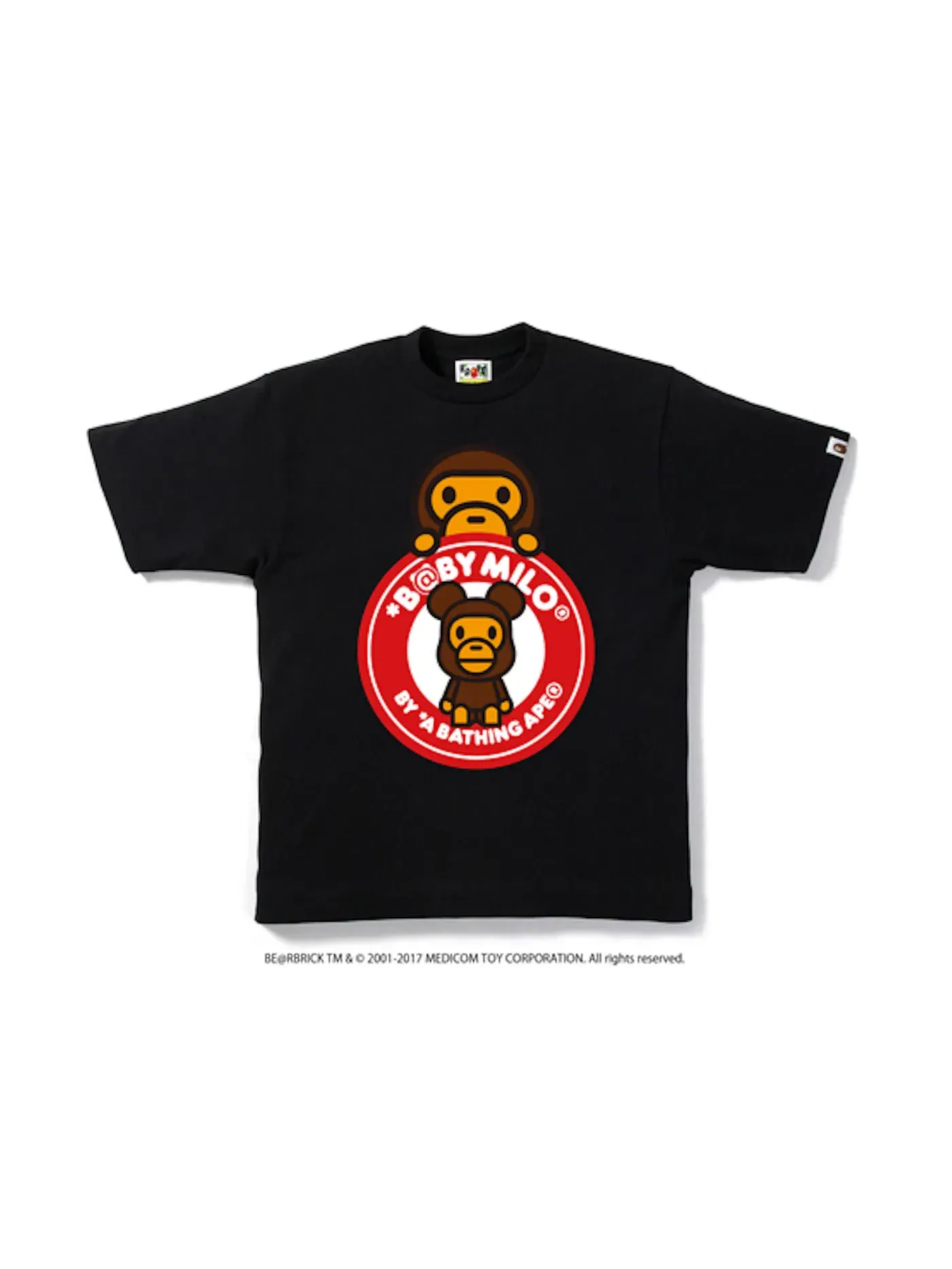 Мужская футболка с принтом BAPE Medicom Toy Bearbrick Milo Busy Works Tee BAPE — изображение 1 из 2, черный/красный