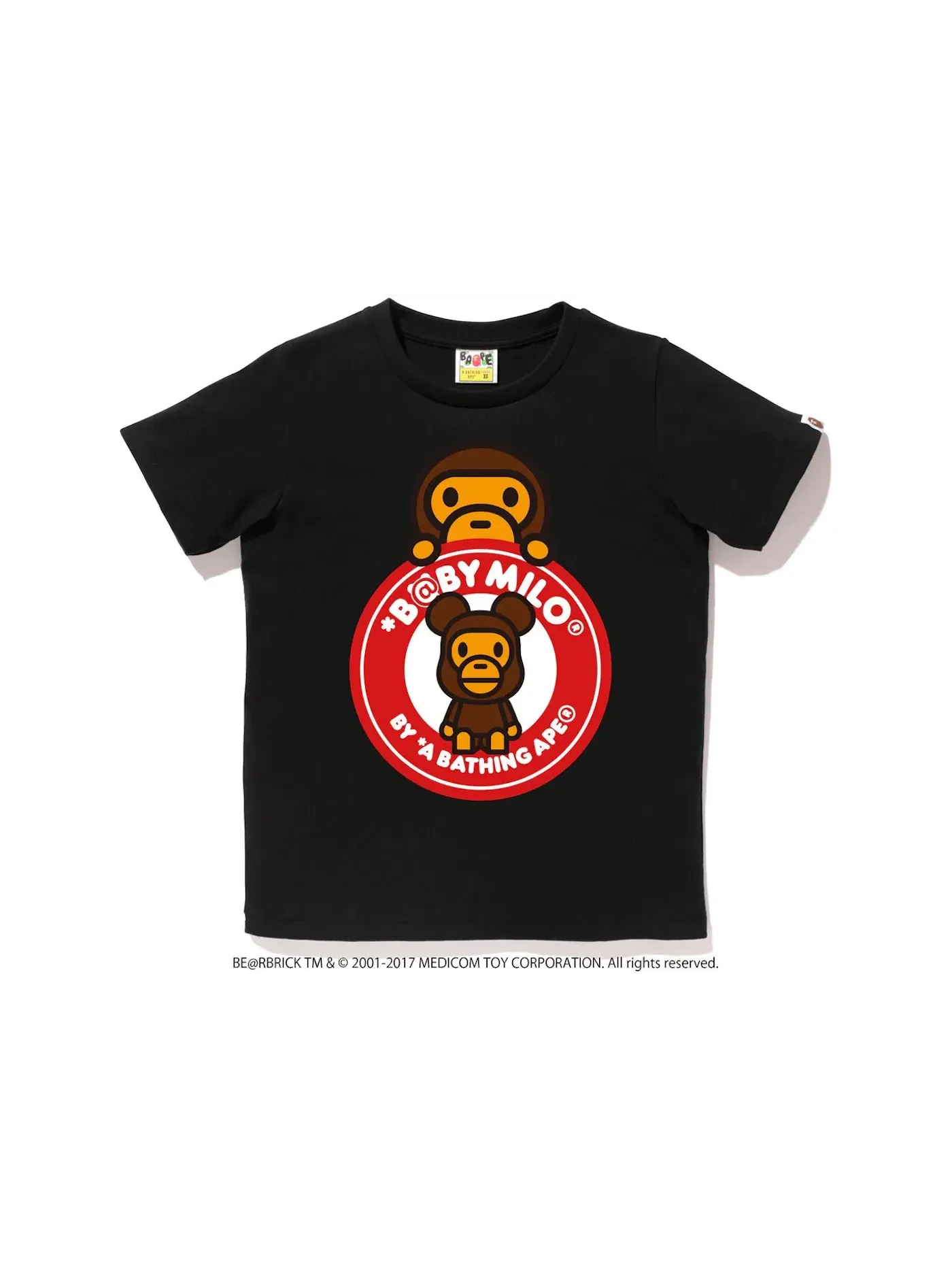 Мужская футболка с принтом BAPE Medicom Toy Bearbrick Milo Busy Works Tee BAPE — изображение 2 из 2, черный/красный