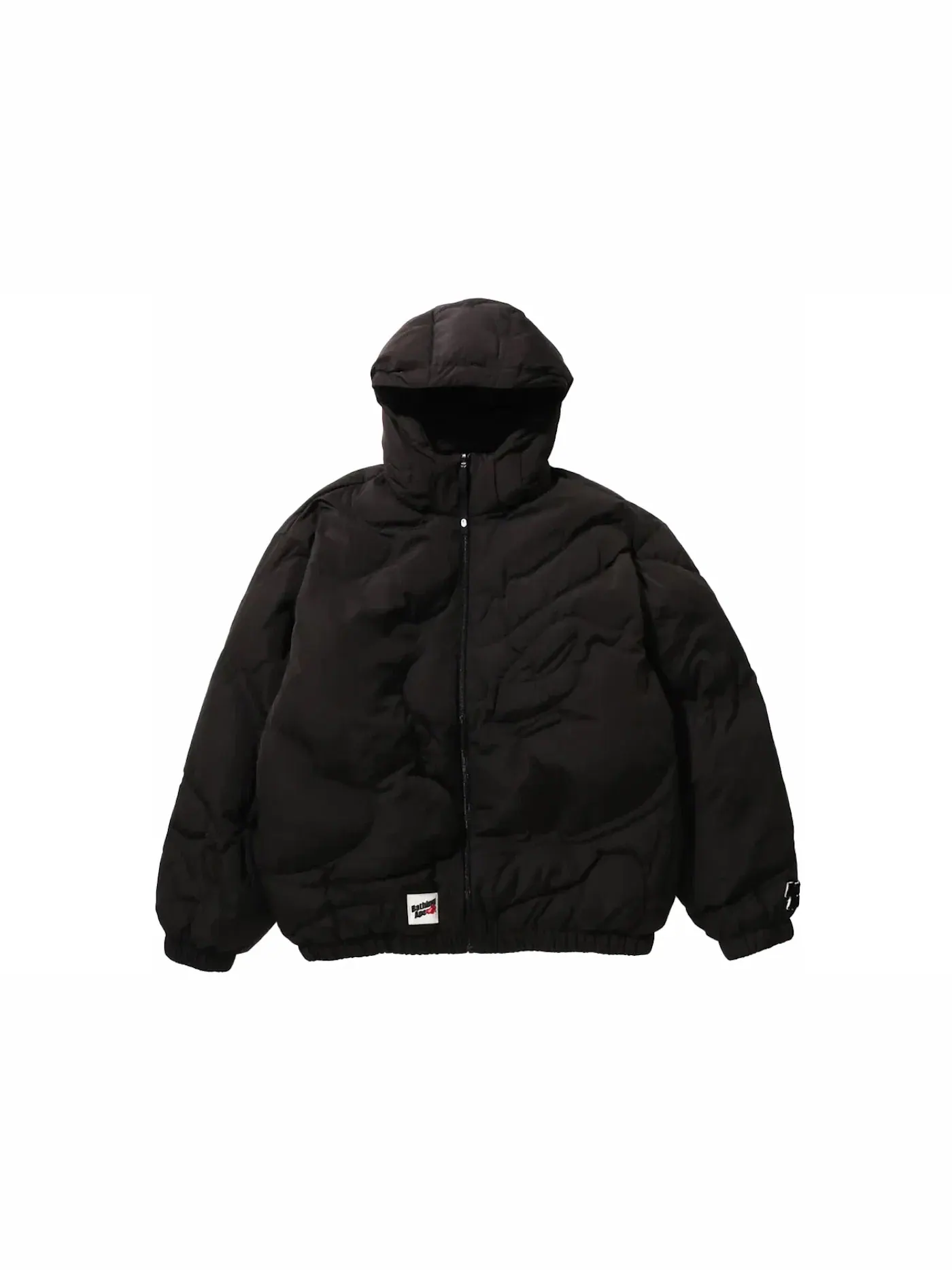 Мужская куртка-пуховик с капюшоном BAPE Mega ABC Camo Detachable Hoodie Puffer Down Jacket — изображение 1 из 3, черный