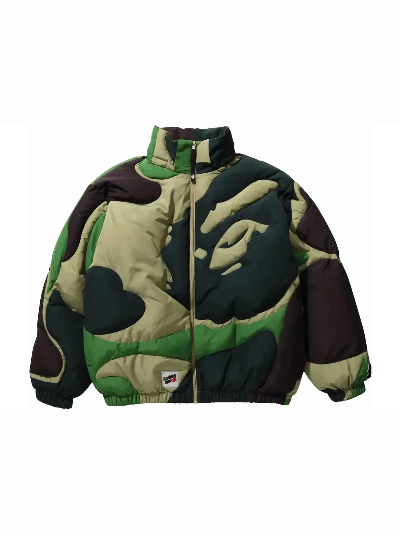 Мужская куртка-пуховик с капюшоном Mega ABC Camo BAPE — изображение 2 из 3, зеленый