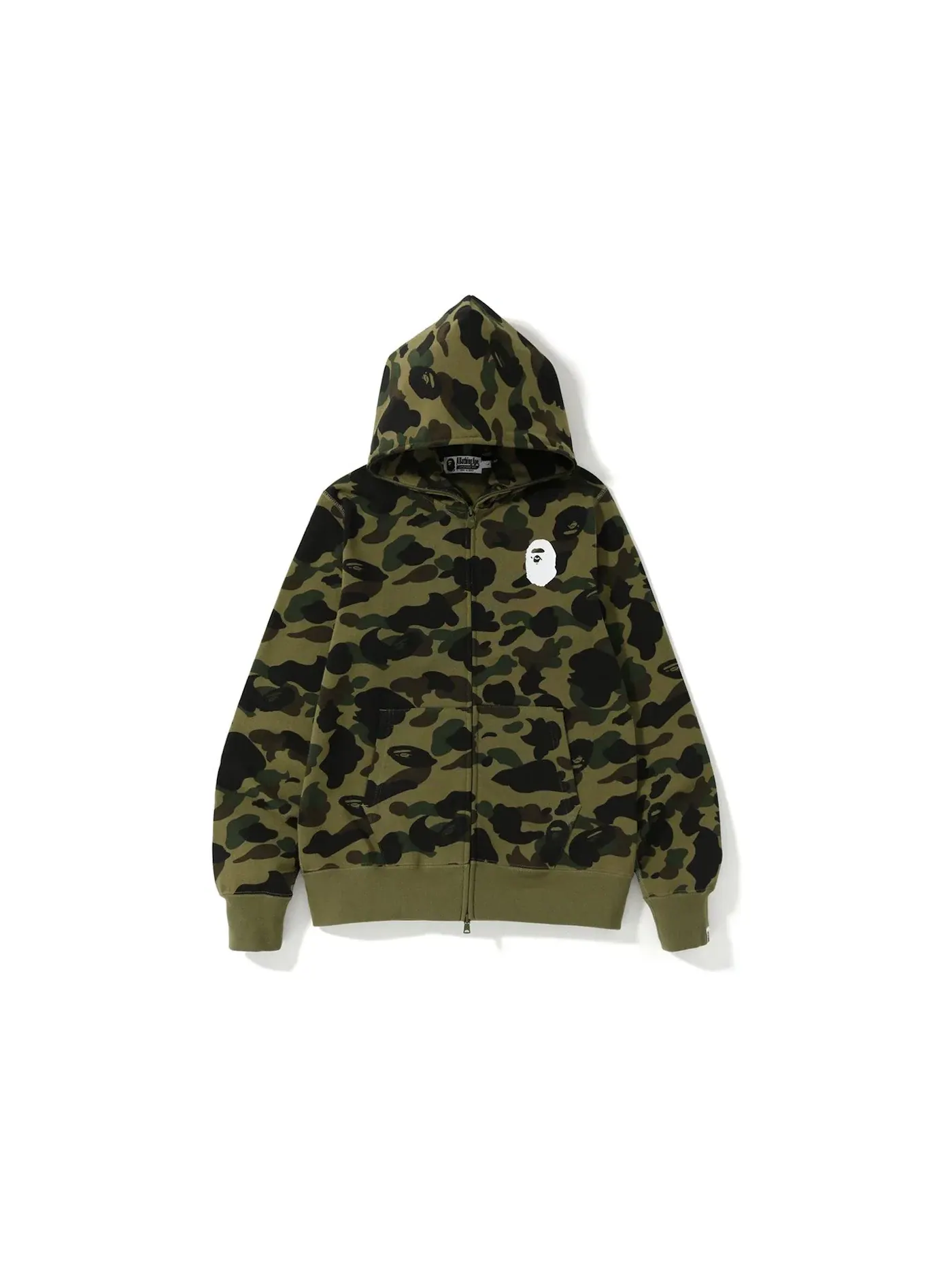 Мужская худи на молнии с камуфляжным принтом BAPE — изображение 1 из 1, зеленый