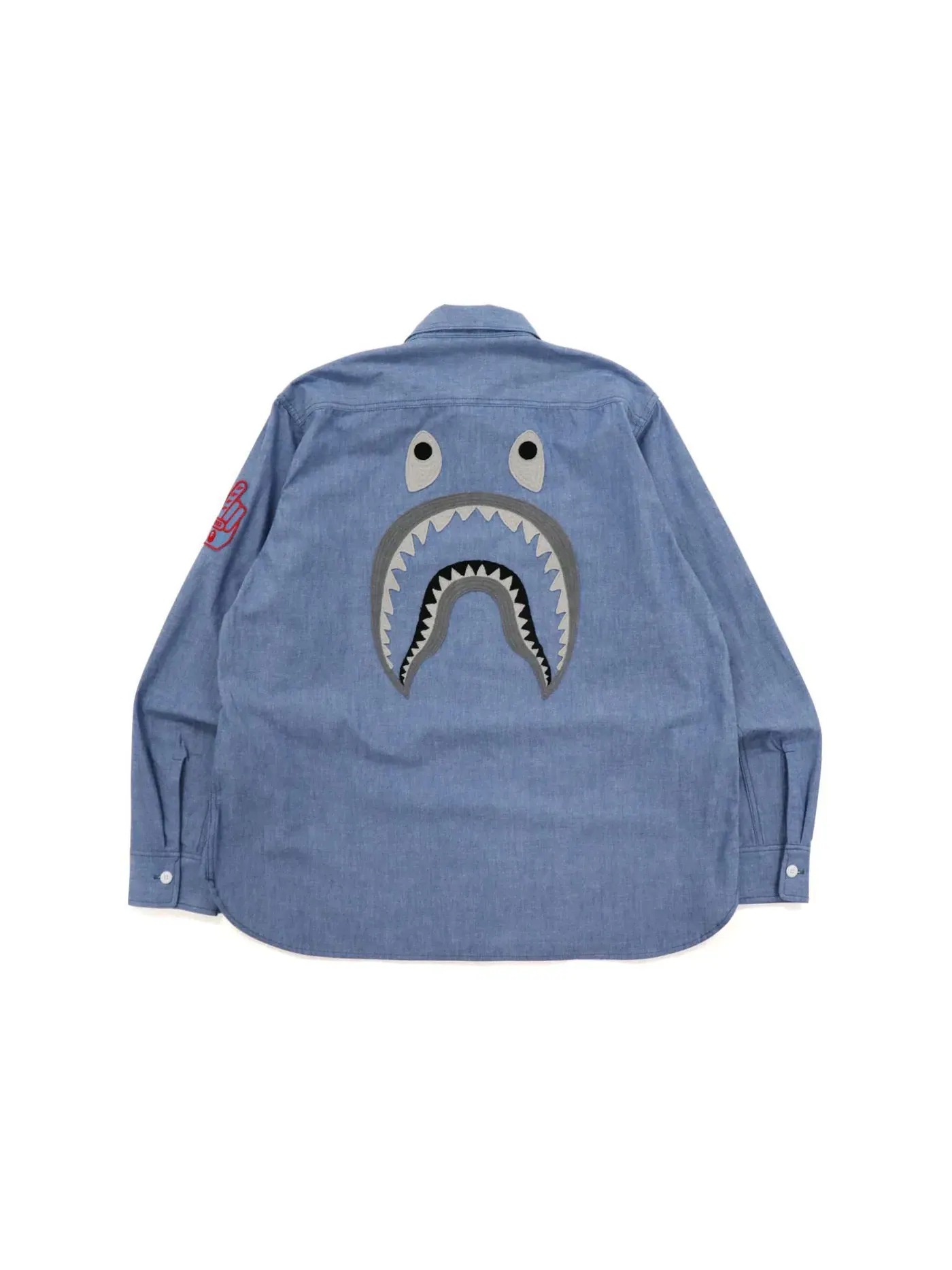 Мужская рубашка свободного кроя с принтом Military Patch BAPE — изображение 1 из 2, светлый индиго