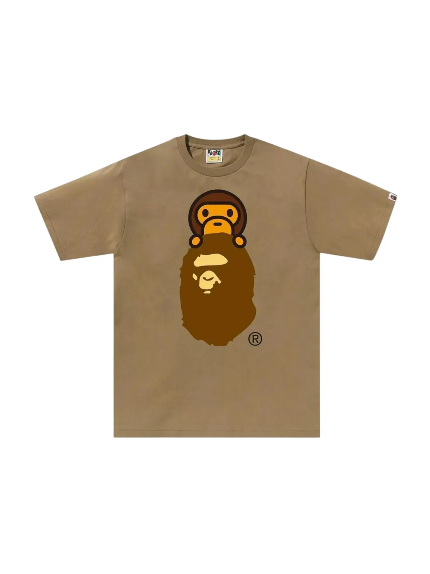 Мужская футболка с принтом BAPE Milo On Ape Head Tee BAPE — изображение 1 из 1, бежевый