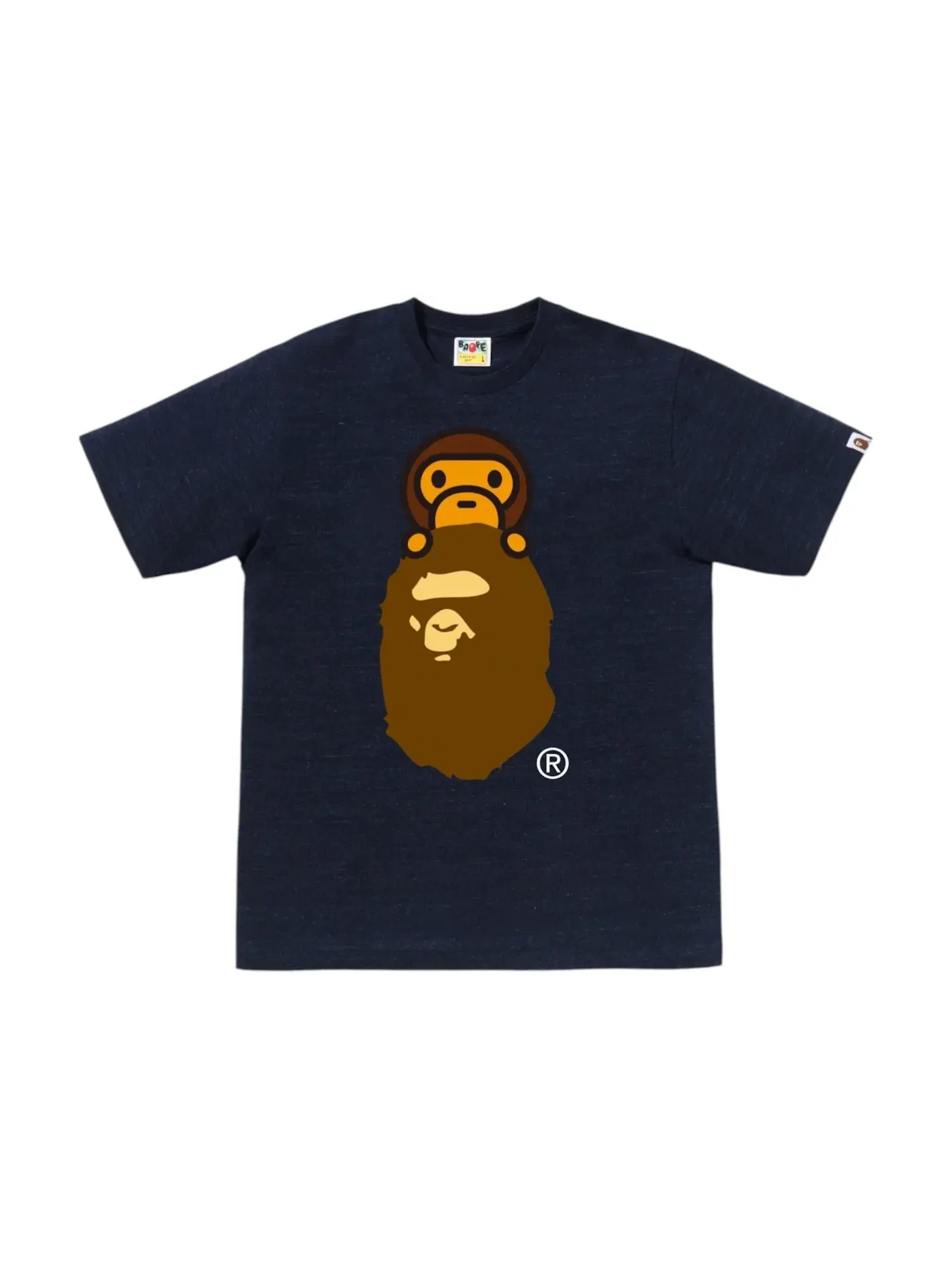 Мужская футболка с принтом Milo On Ape Head Tee BAPE — изображение 1 из 1, темно-синий