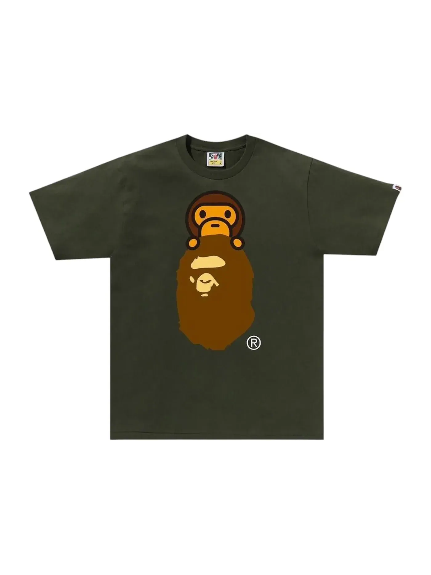 Мужская футболка с принтом Milo On Ape Head BAPE — изображение 1 из 1, оливковый
