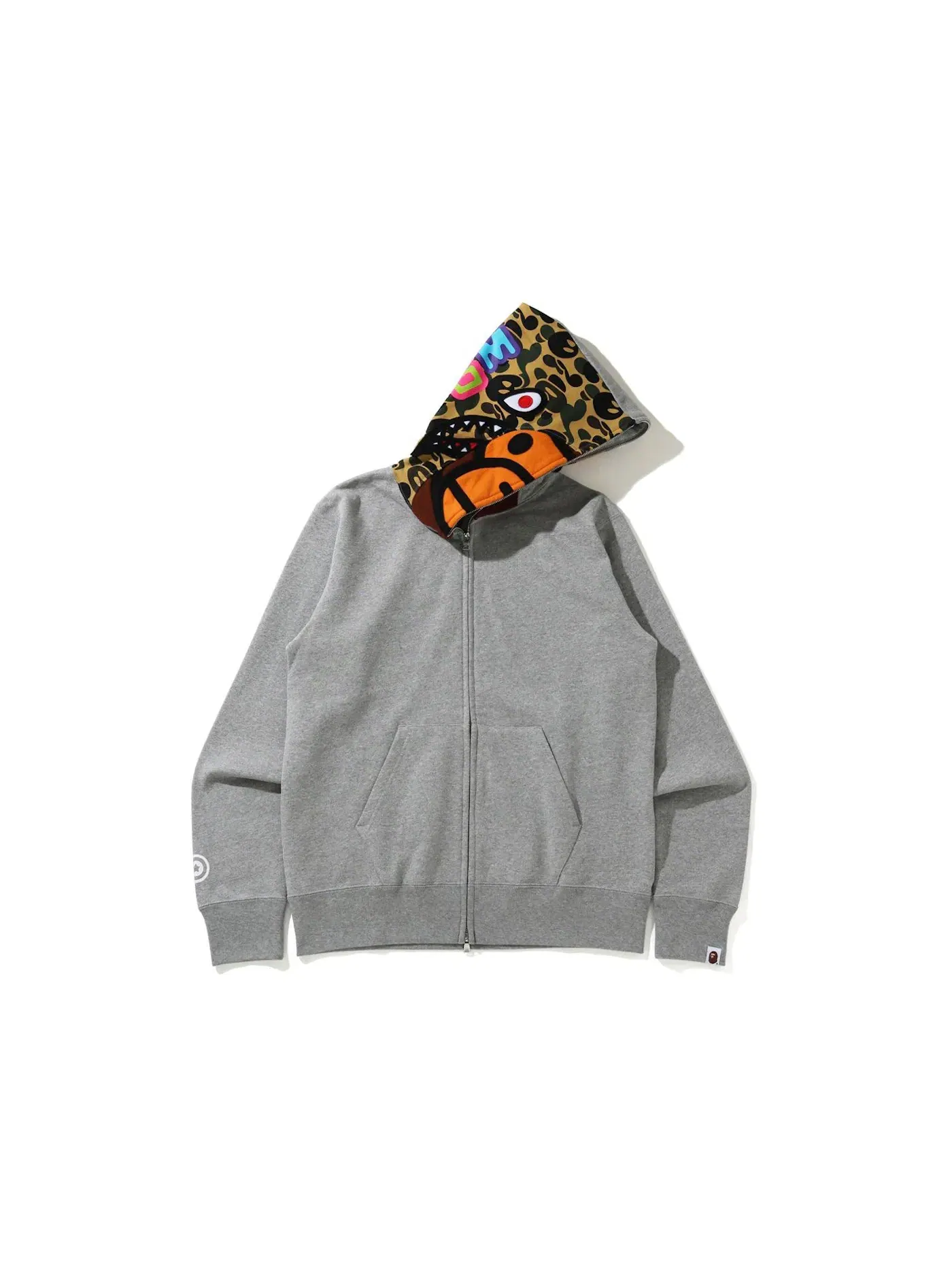 Мужской худи с принтом BAPE Milo Shark Full Zip Hoodie BAPE — изображение 1 из 2, серый