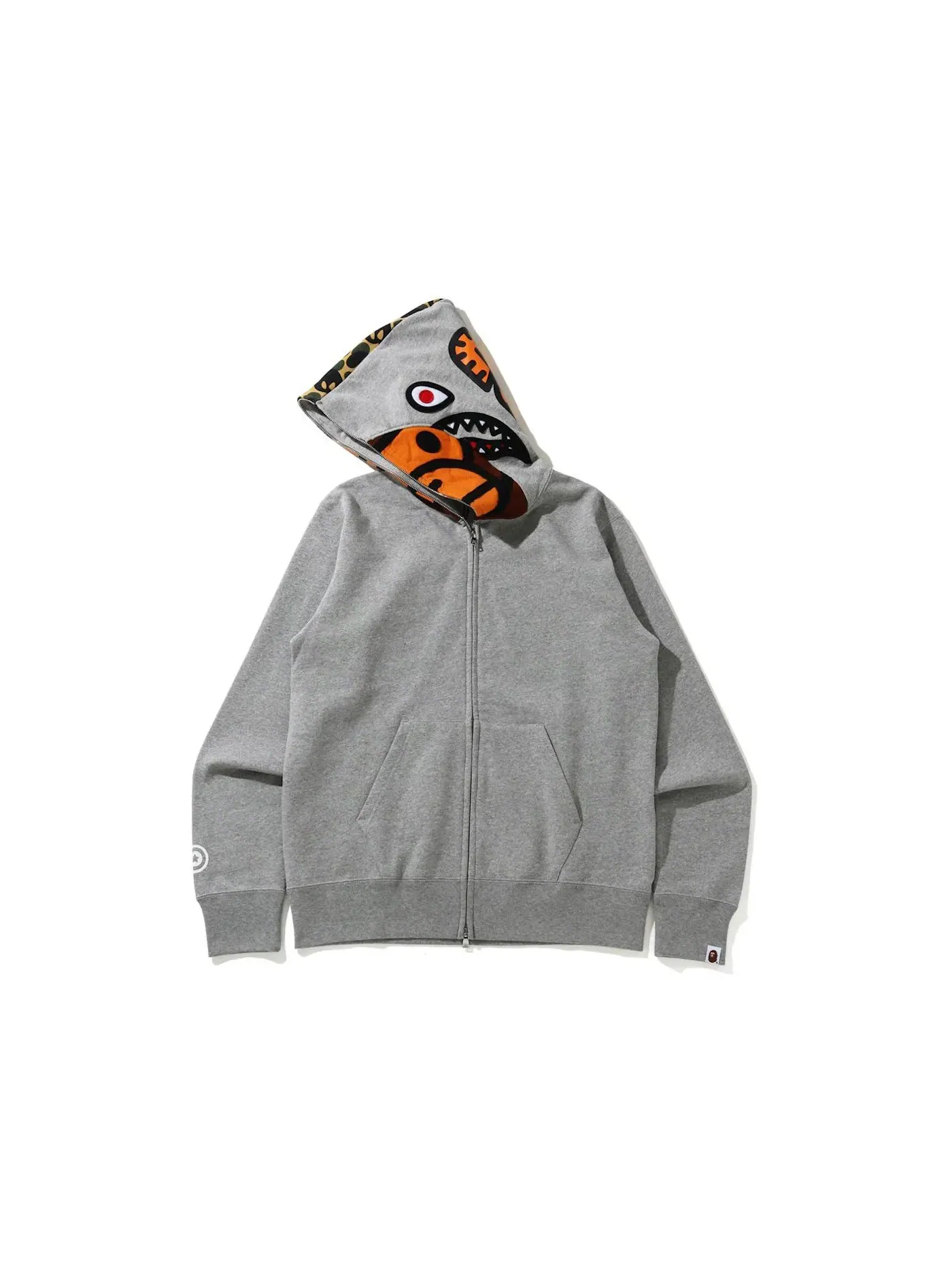 Мужской худи с принтом BAPE Milo Shark Full Zip Hoodie BAPE — изображение 2 из 2, серый