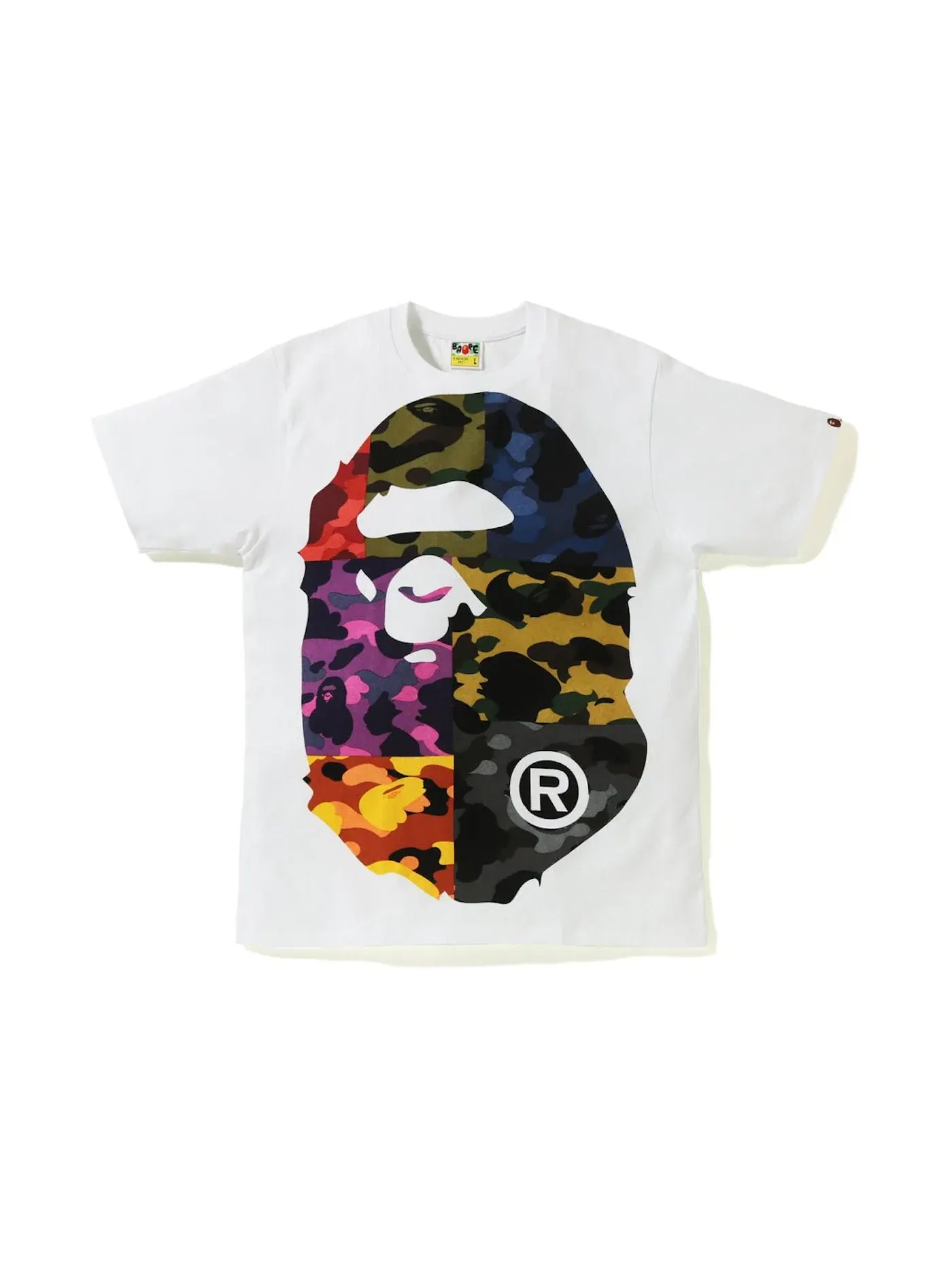 Мужская футболка с принтом BAPE Mix Camo Big Big Ape Head Tee — изображение 1 из 1, белый