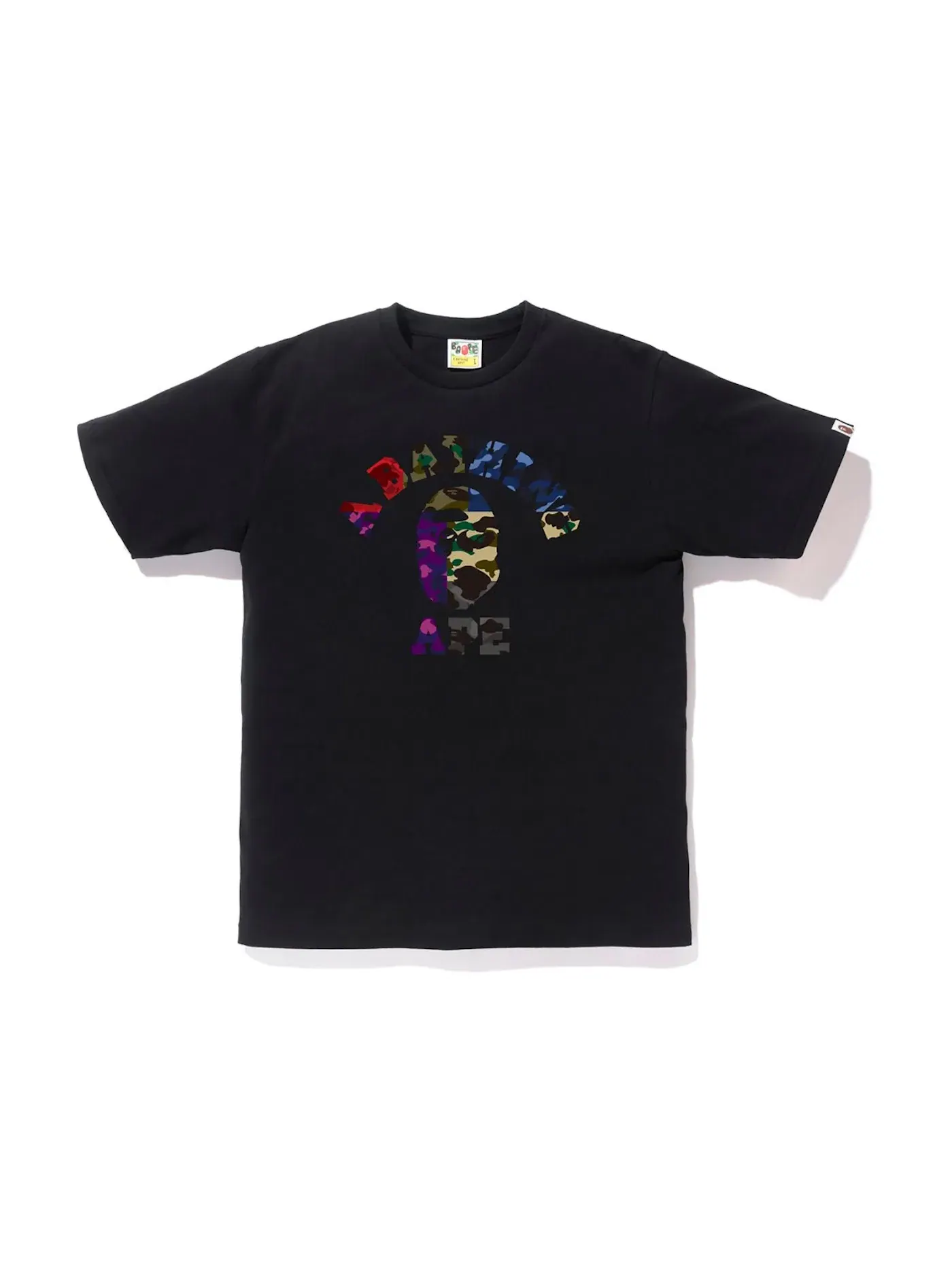 Мужская футболка с принтом BAPE Mix Camo College Tee BAPE — изображение 1 из 1, черный