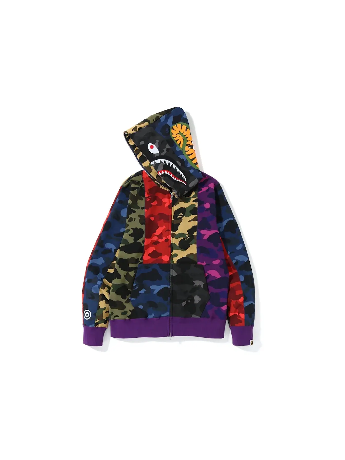 Мужская худи с полной застежкой-молнией с принтом Crazy Shark BAPE — изображение 2 из 3, мульти