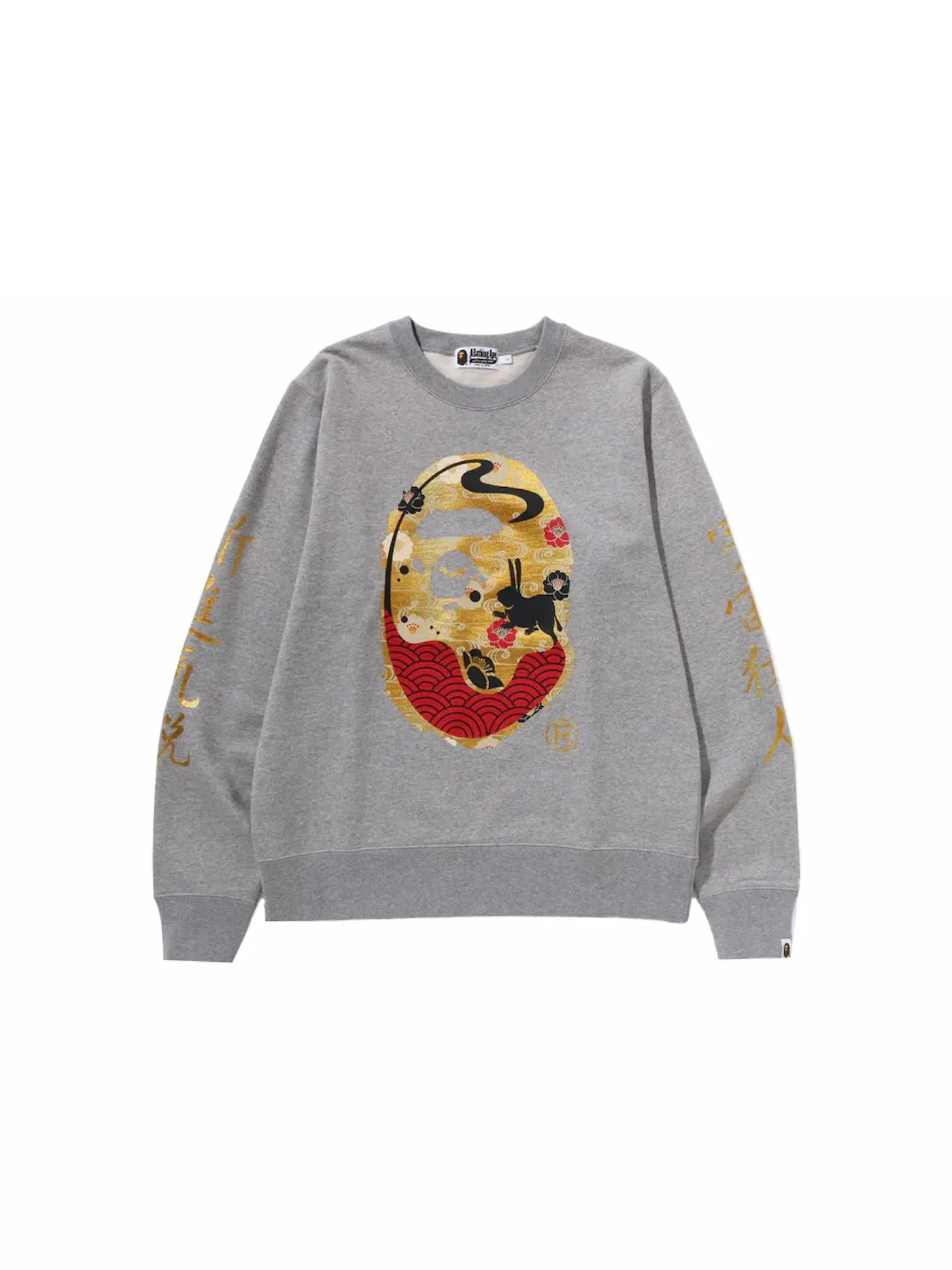 Мужской свитшот с принтом Moon Japan Ape Head BAPE — изображение 1 из 2, серый