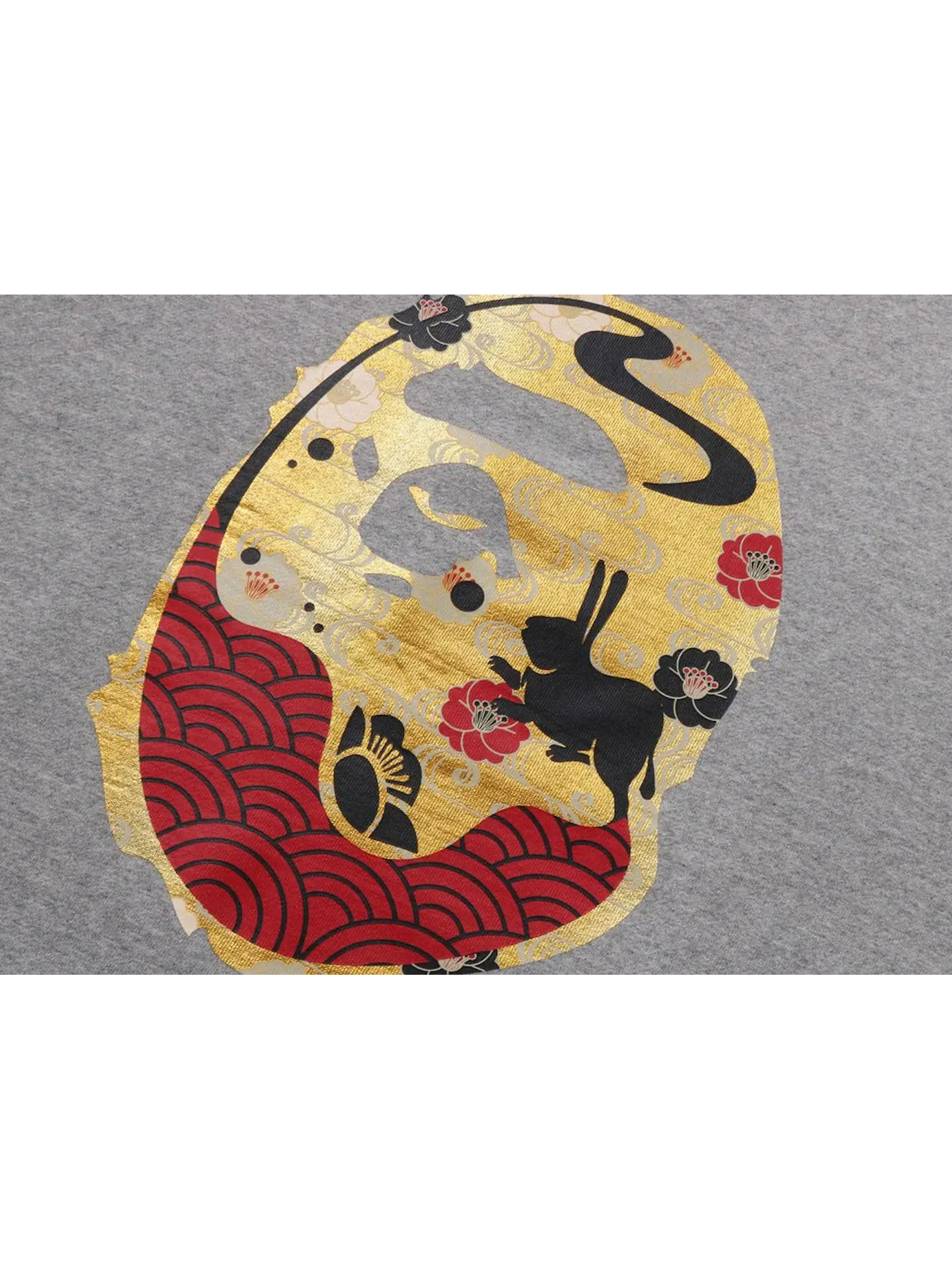 Мужской свитшот с принтом Moon Japan Ape Head BAPE — изображение 2 из 2, серый