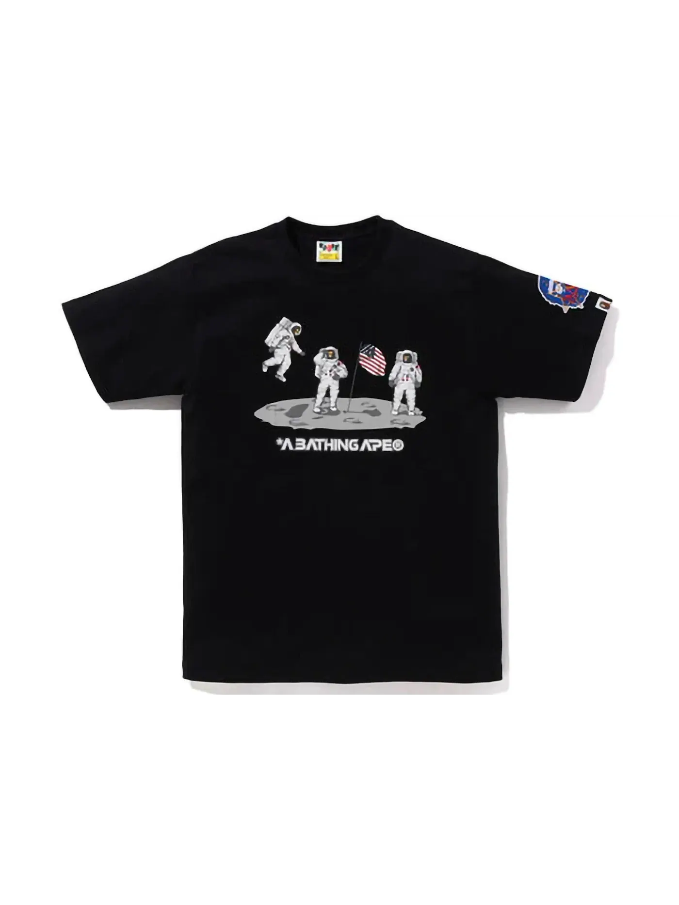 Мужская футболка с принтом Moon Landing BAPE — изображение 1 из 2, черный
