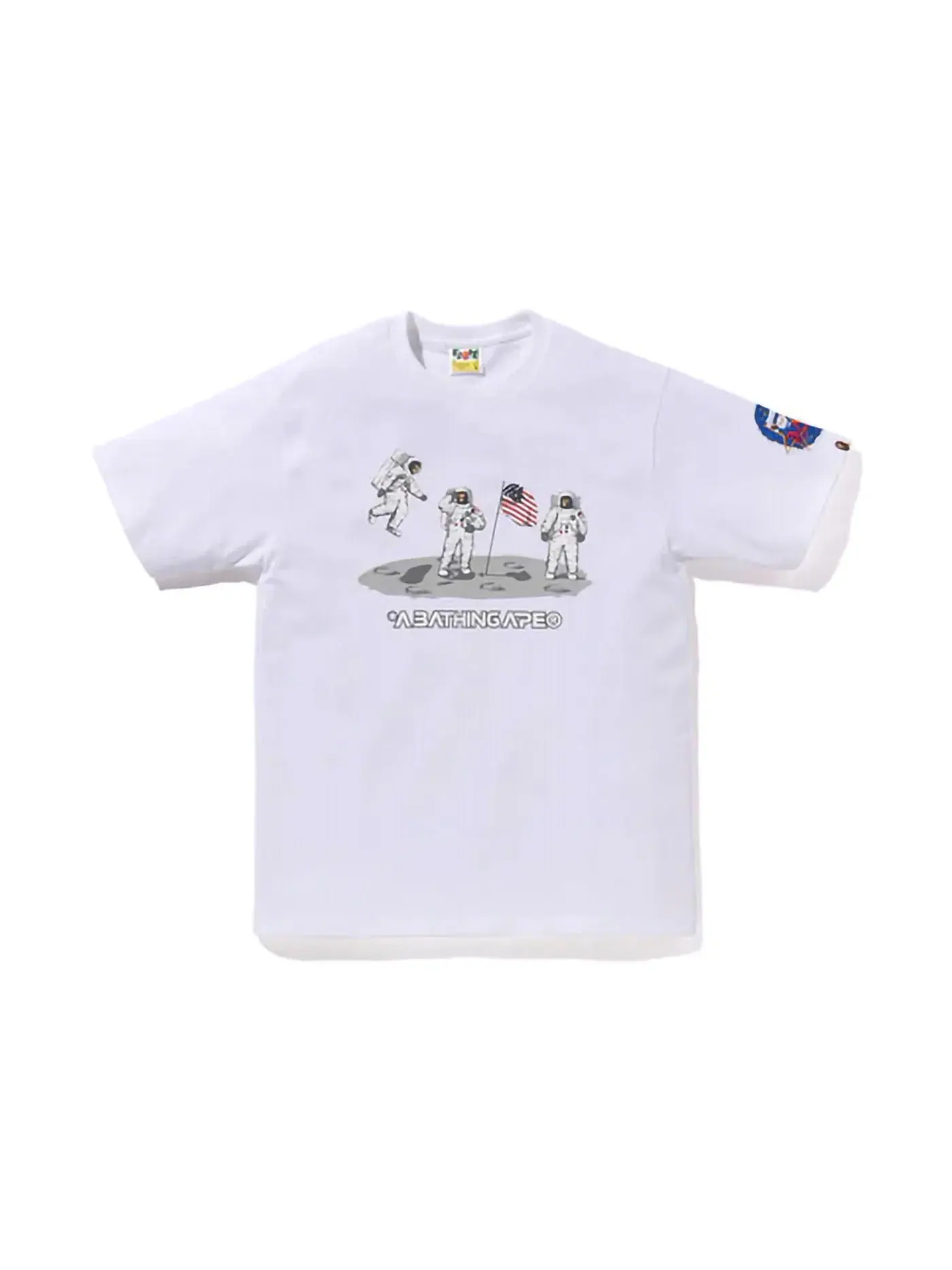 Мужская футболка с принтом Moon Landing BAPE — изображение 1 из 2, белый