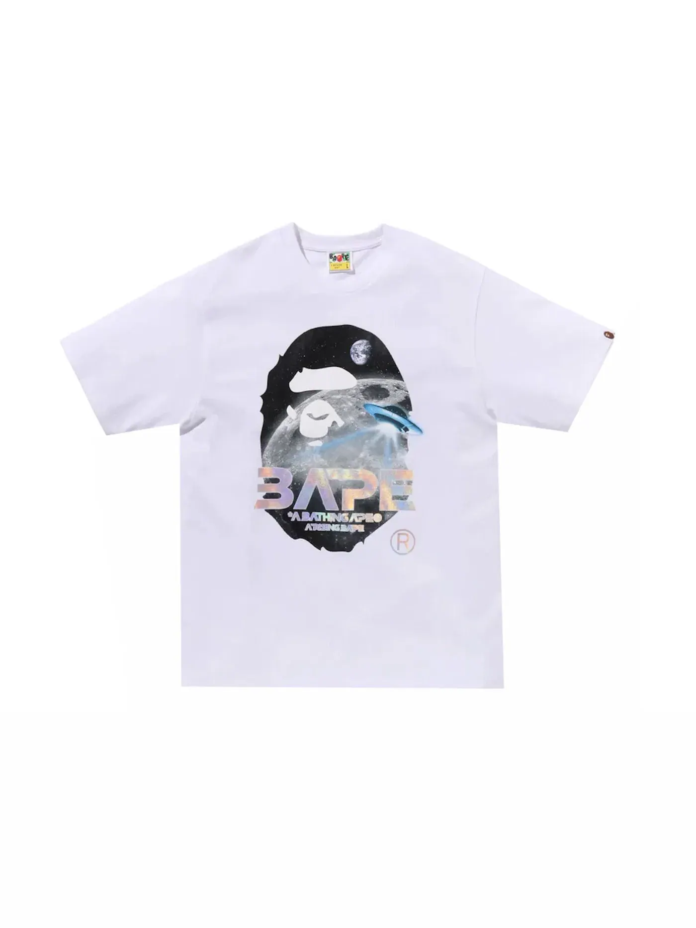 Мужская футболка с принтом Moon Photo Ape Head Tee BAPE — изображение 1 из 2, белый