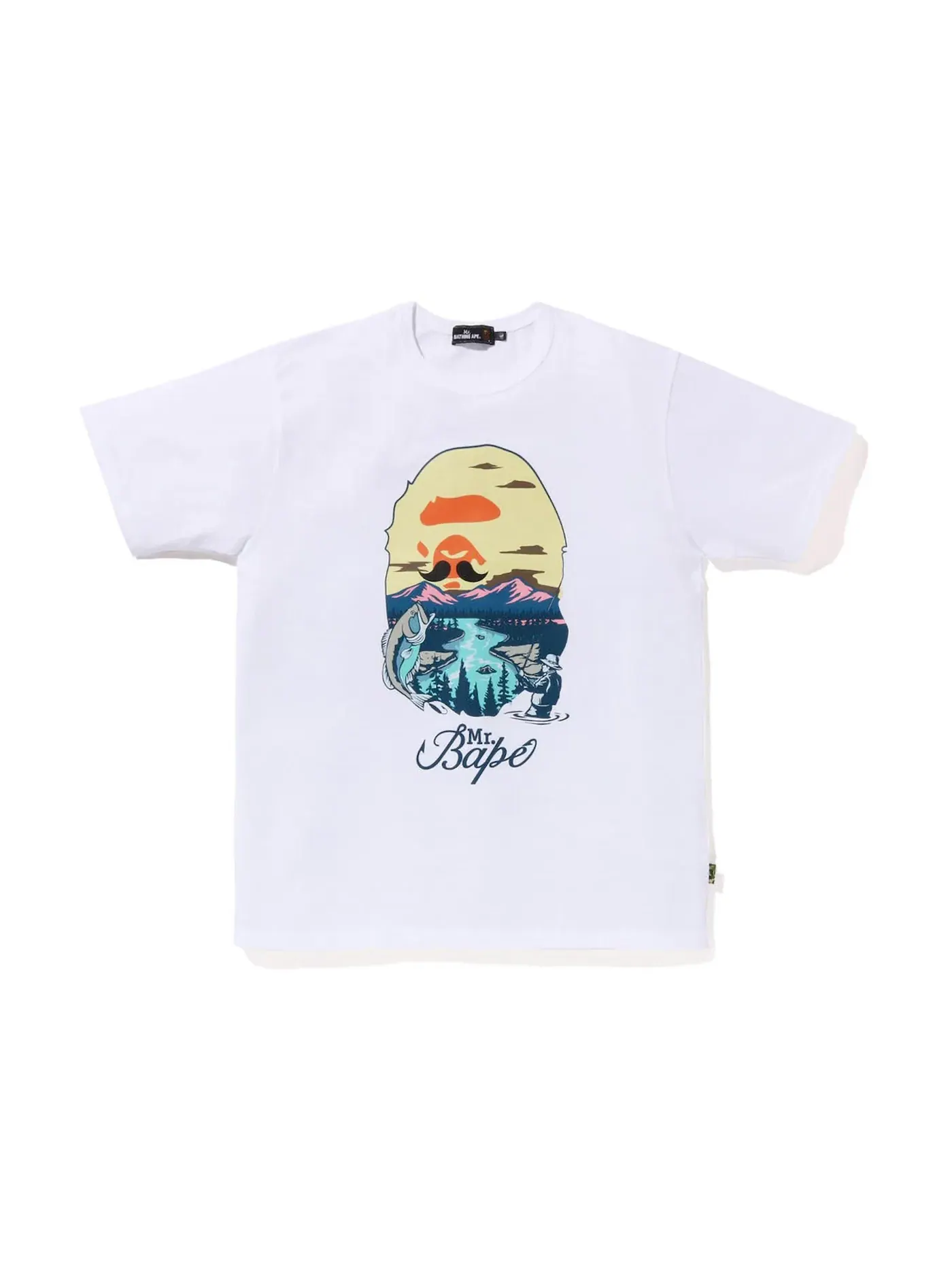 Мужская футболка с принтом BAPE Mr Bathing Ape Head Wide Tee — изображение 1 из 1, белый