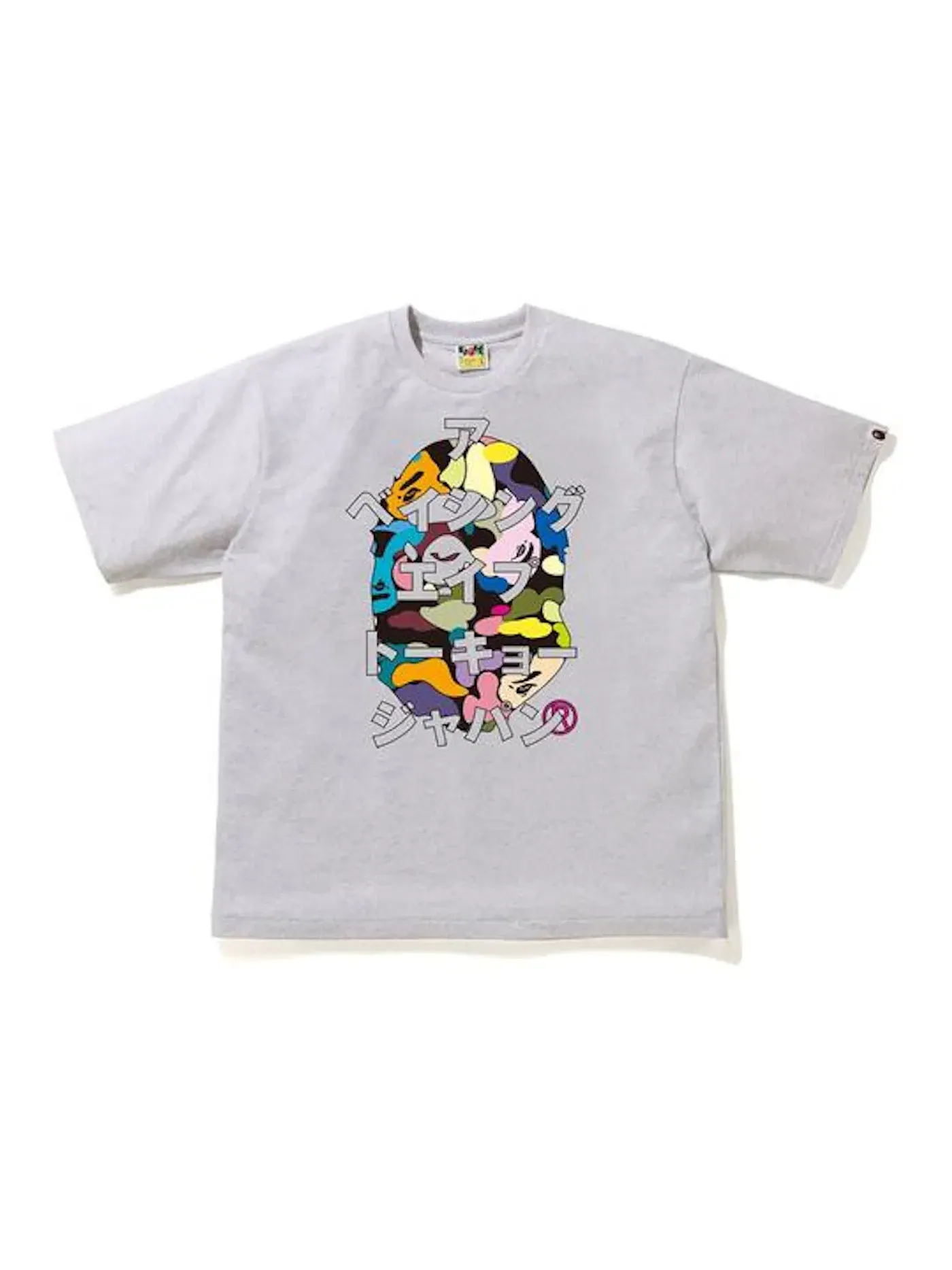 Мужская футболка с принтом BAPE Katakana RLX Tee BAPE — изображение 1 из 1, серый