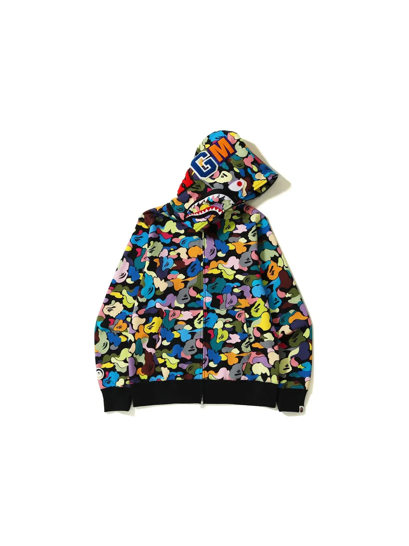 Мужская худи с полной застежкой-молнией с камуфляжным принтом Hoodie BAPE — изображение 1 из 2, черный