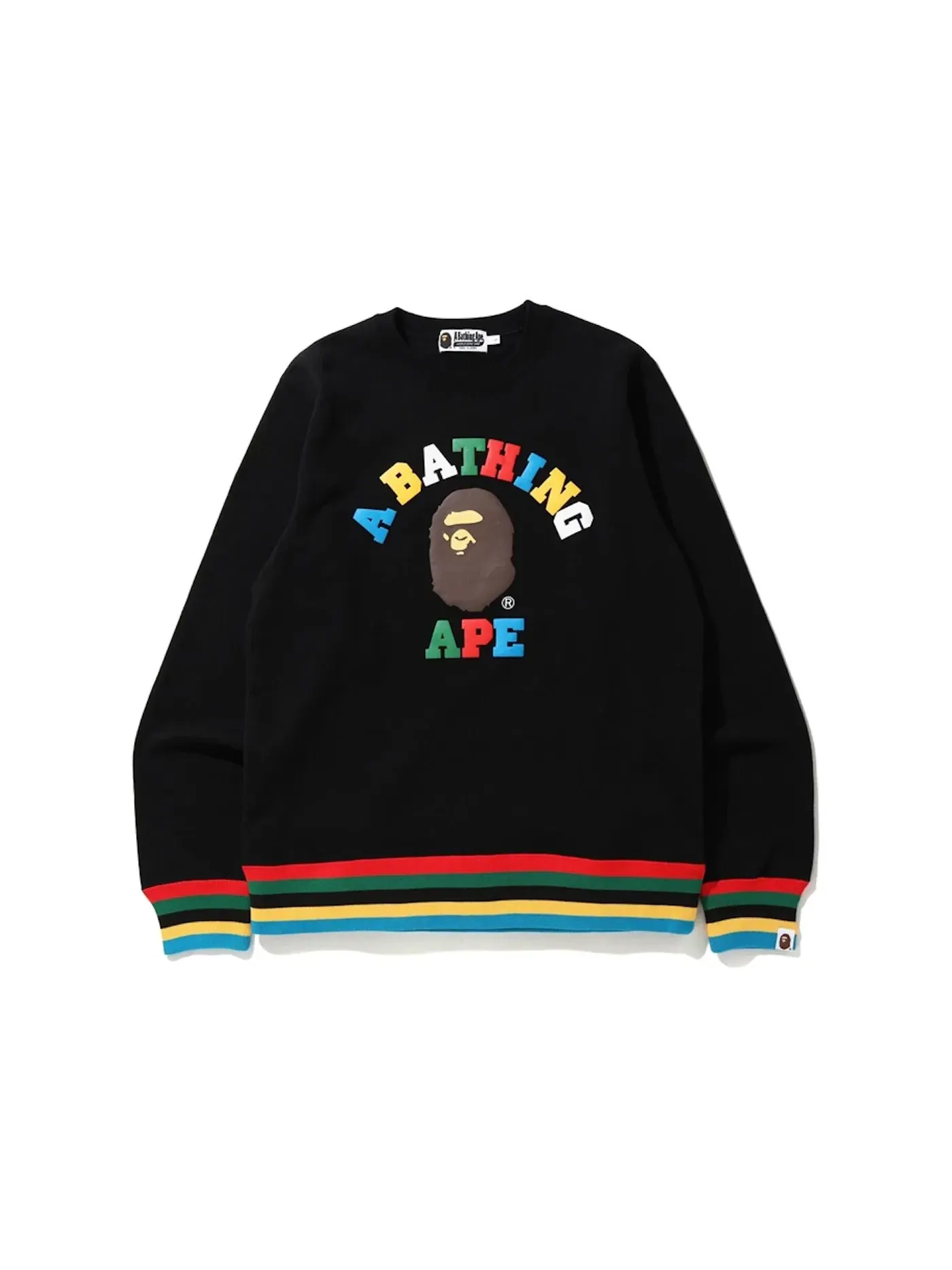 Мужской свитшот с принтом College Line Rib BAPE — изображение 1 из 1, черный