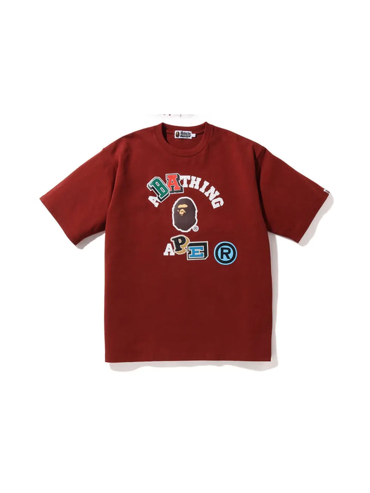 Мужская футболка с принтом BAPE Tee — изображение 1 из 1, бордовый