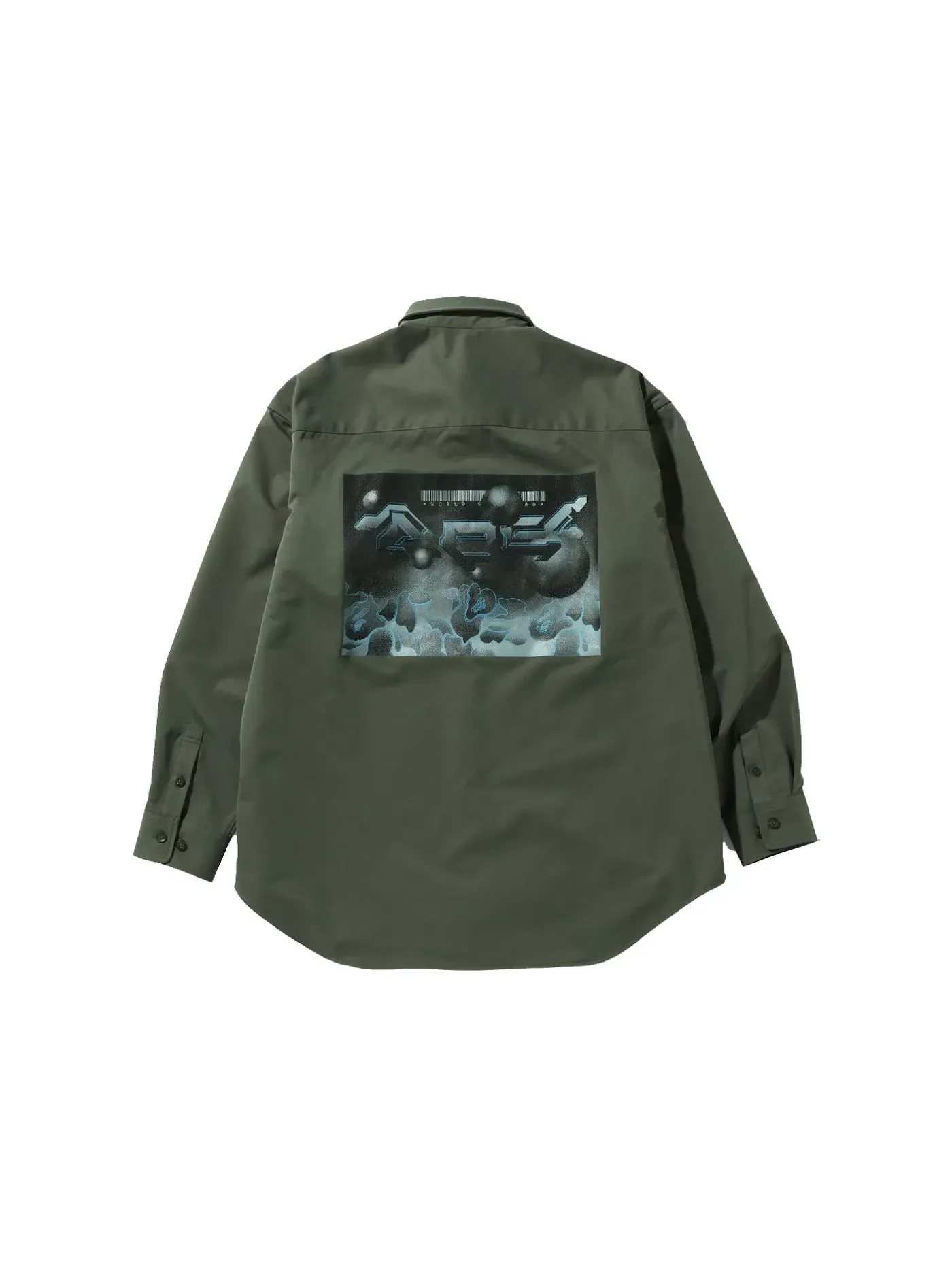 Мужская рубашка свободного кроя с мульти-принтом BAPE, Olivedrab — изображение 2 из 2