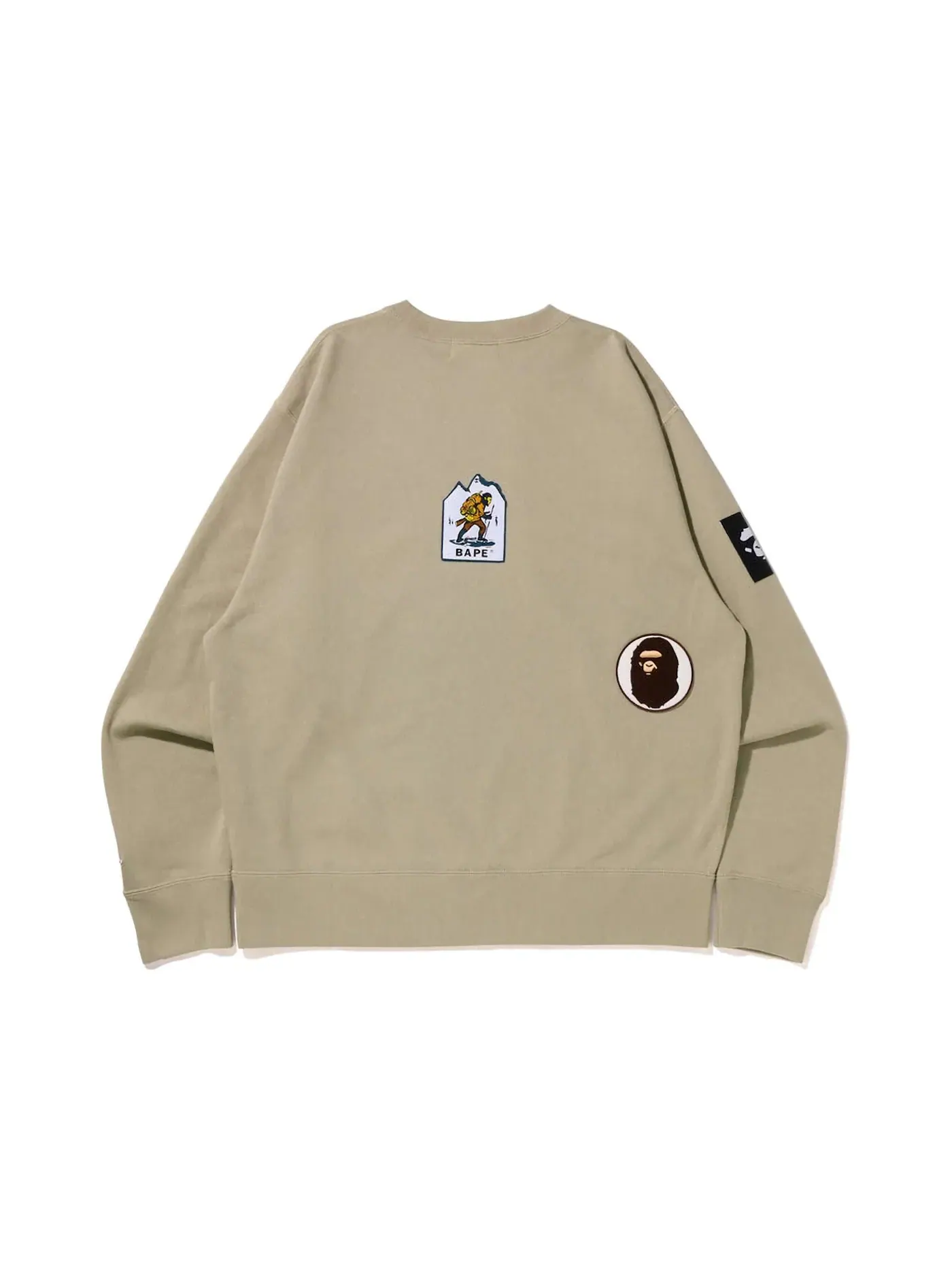 Мужской свитшот свободного кроя BAPE Multi Label Relaxed Fit Crewneck — изображение 2 из 2, бежевый