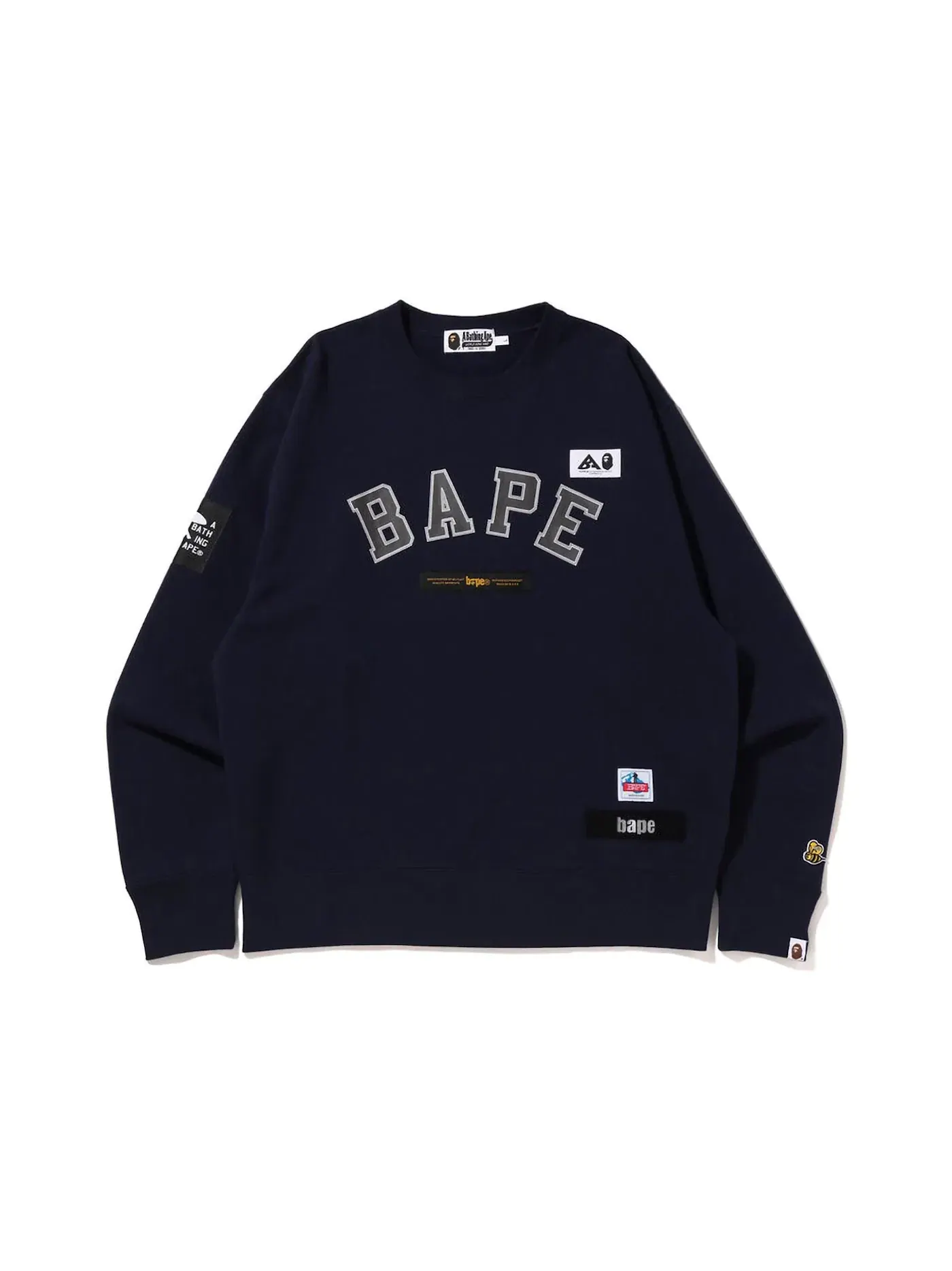 Мужской свитшот свободного кроя BAPE Multi Label Relaxed Fit Crewneck — изображение 1 из 2, темно-синий