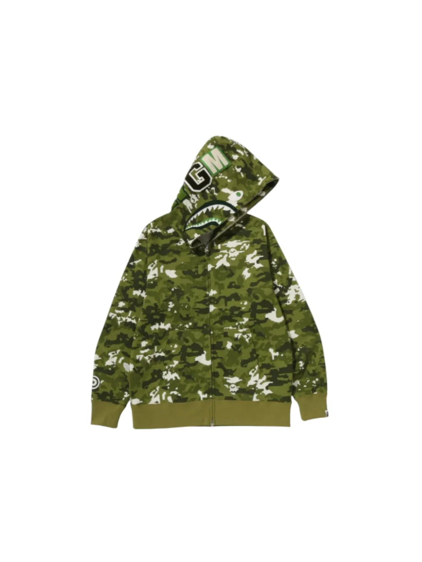 Мужская худи с принтом Multi Pixel Camo Shark BAPE — изображение 1 из 2, зеленый/оливковый/белый