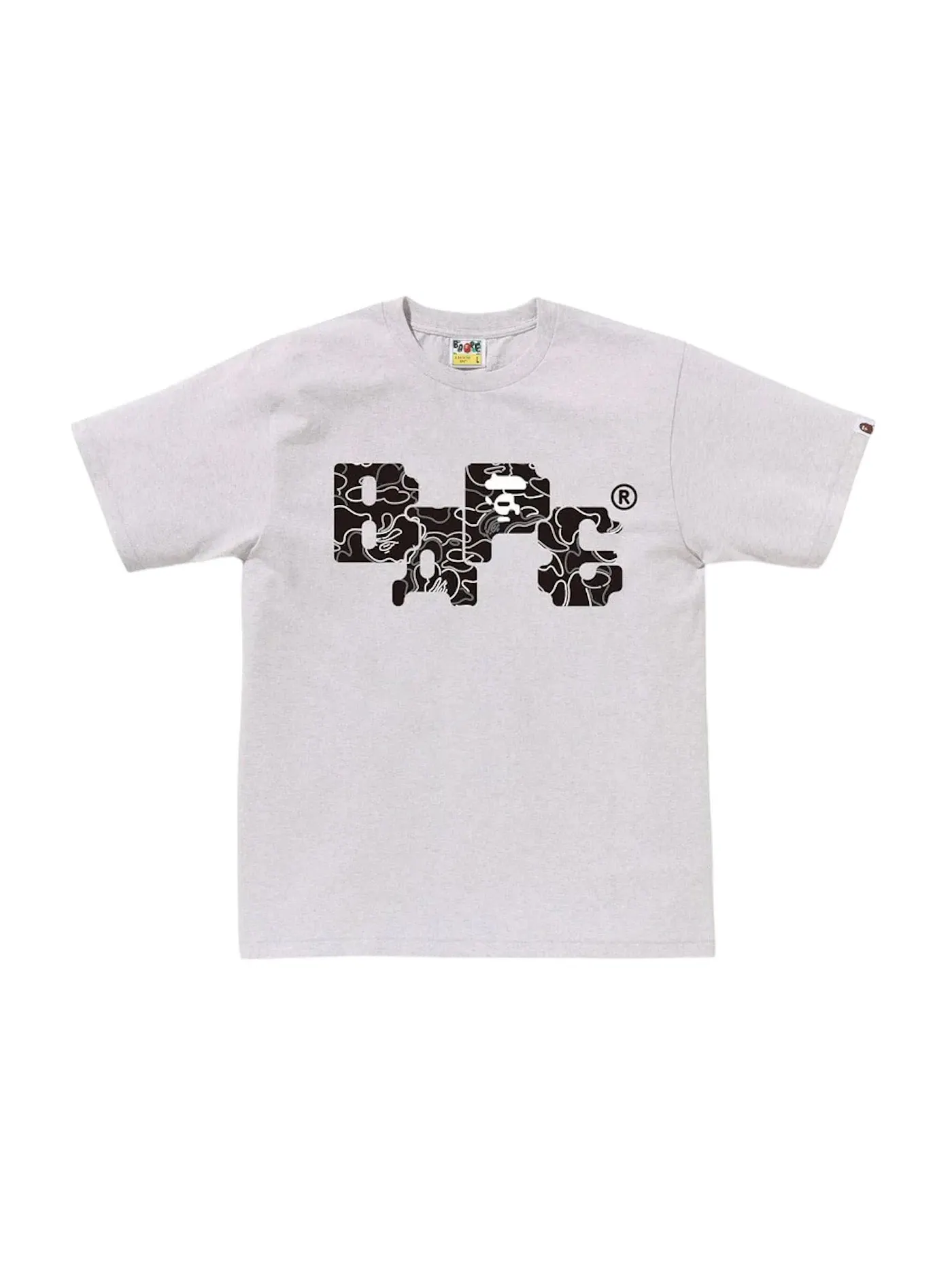 Мужская футболка с принтом BAPE Neon Camo 8Bit Logo Tee — изображение 1 из 1, серый
