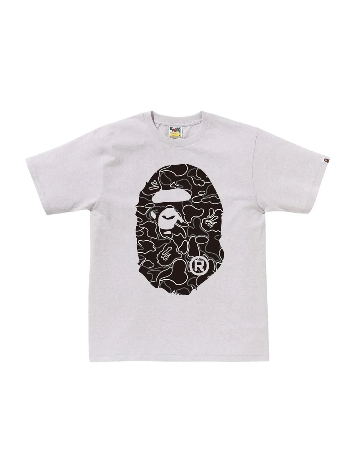 Мужская футболка с принтом BAPE Neon Camo Big Ape Head Tee BAPE — изображение 1 из 1, серый