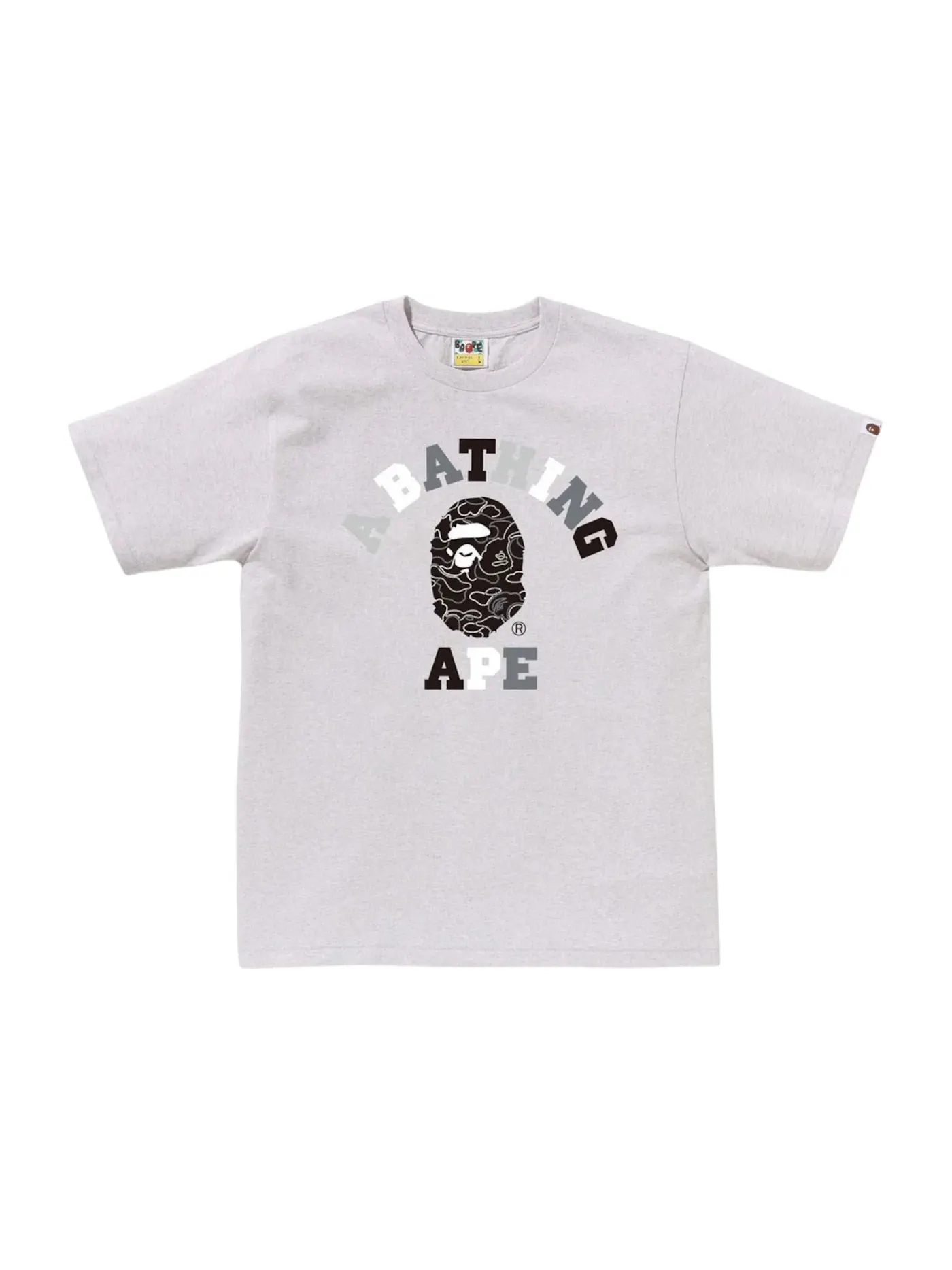 Мужская футболка с принтом Neon Camo College Tee BAPE — изображение 1 из 1, серый