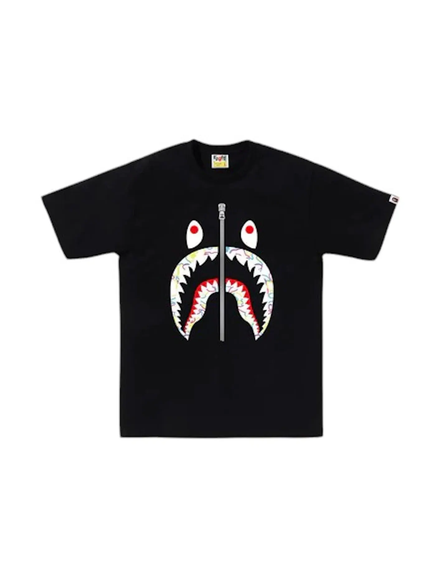 Мужская футболка с принтом BAPE Neon Camo Shark Tee — изображение 1 из 1, черный