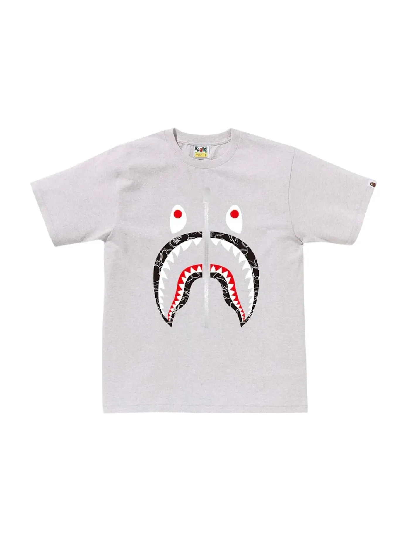 Мужская футболка с принтом BAPE Neon Camo Shark Tee BAPE — изображение 1 из 1, серый