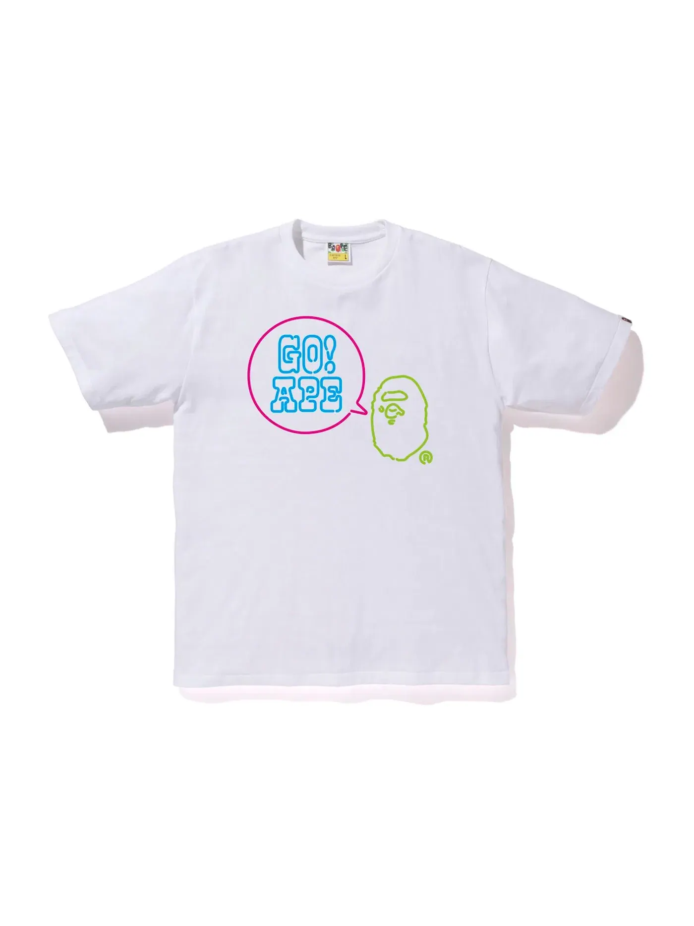 Мужская футболка с принтом BAPE Neon Sign Go Ape Tee — изображение 1 из 1, белый