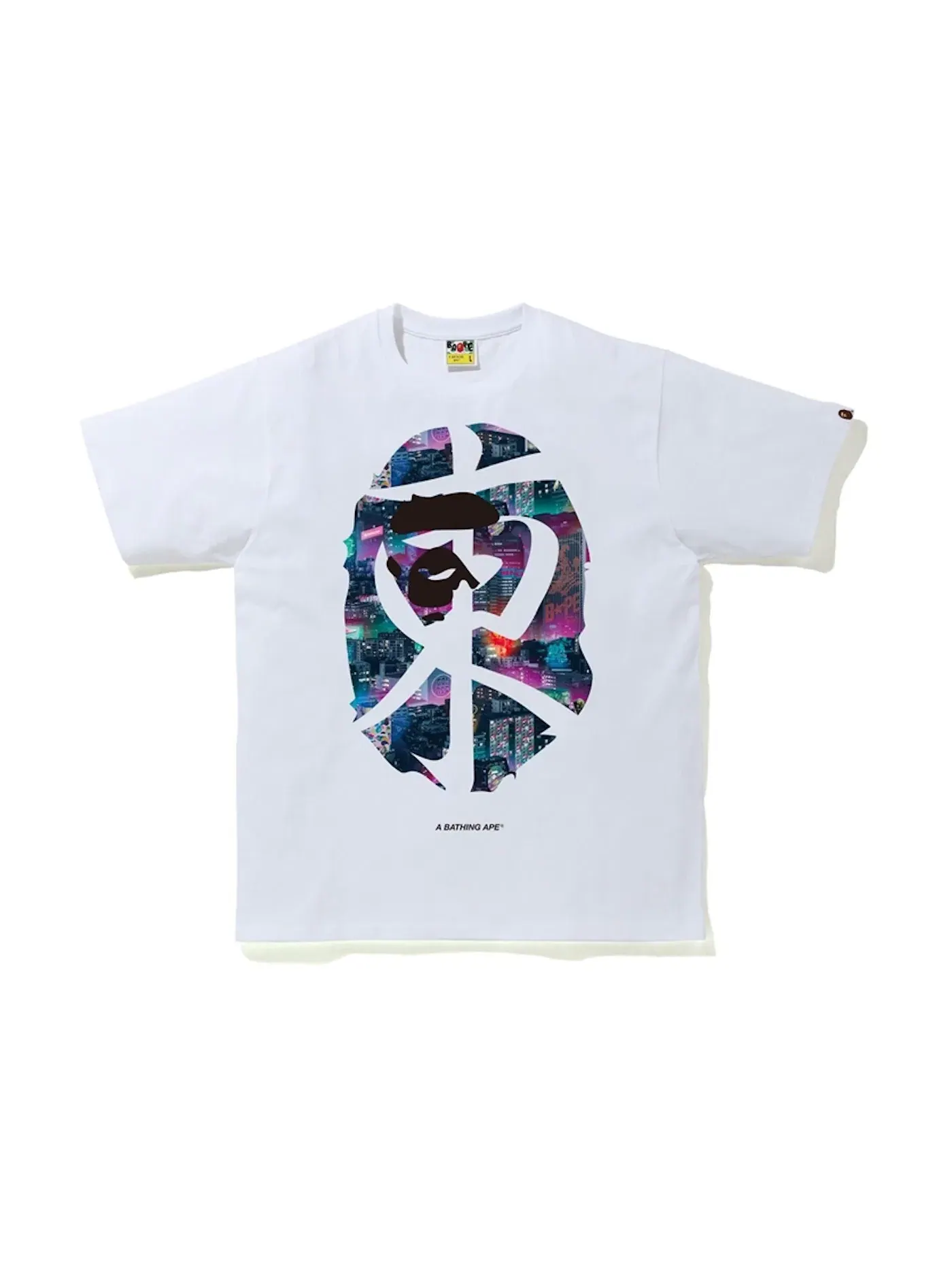 Мужская футболка с принтом BAPE Neon Tokyo Kanji Tee BAPE — изображение 1 из 2, белый