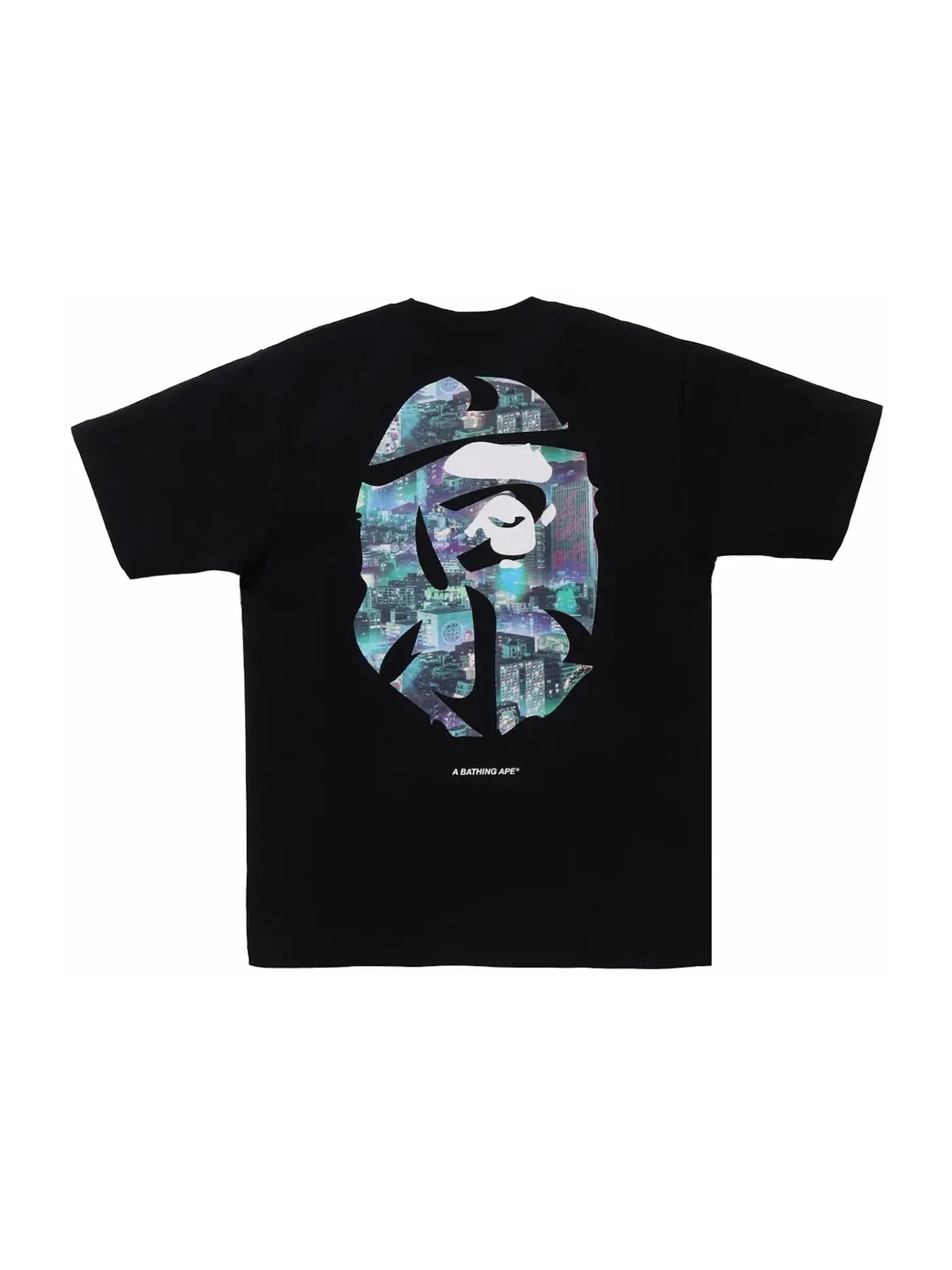 Мужская футболка с принтом BAPE Neon Tokyo Tee BAPE — изображение 2 из 2, черный