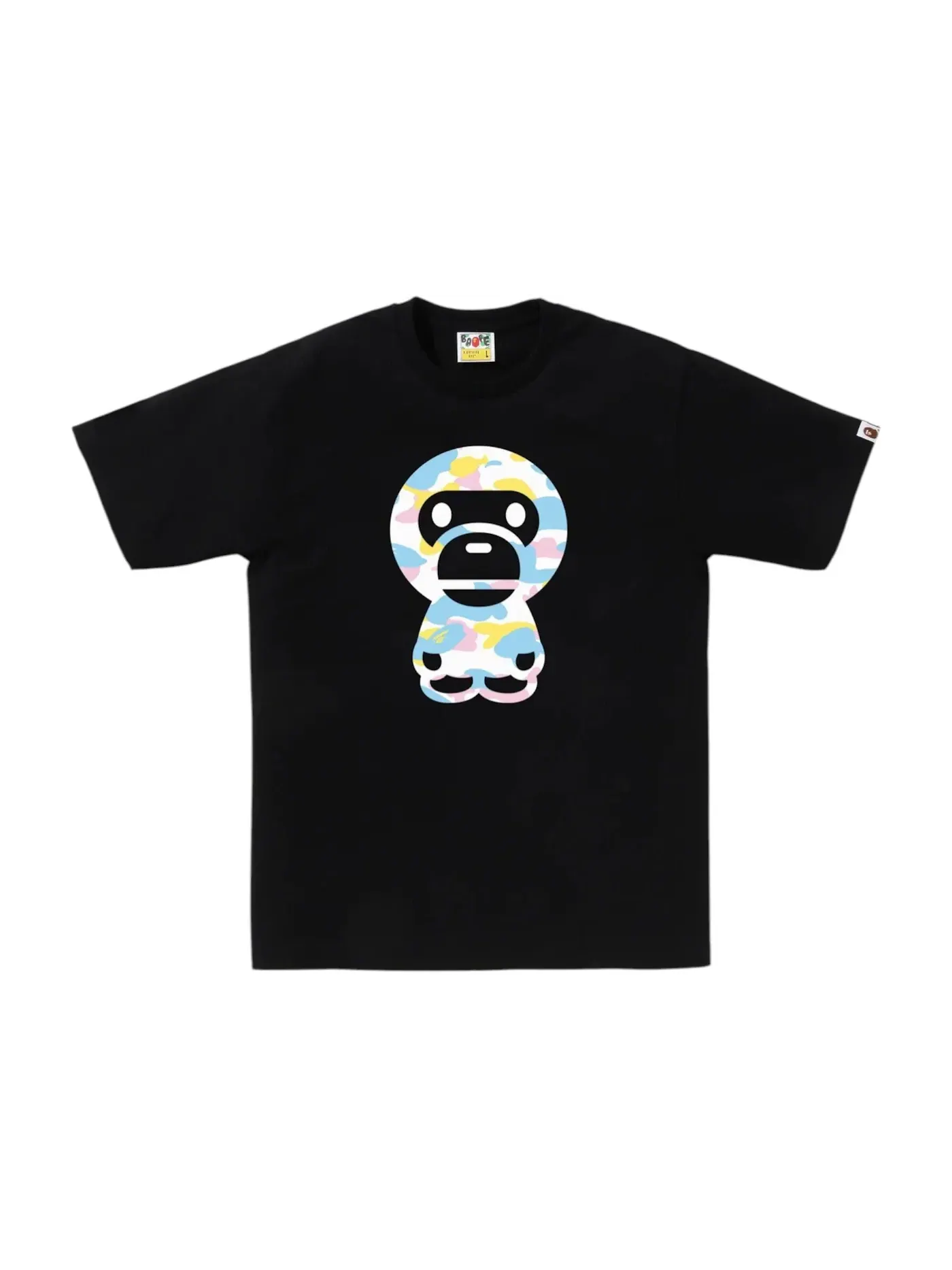 Мужская футболка с принтом BAPE New Multi Camo Big Baby Milo Tee — изображение 1 из 1, черный