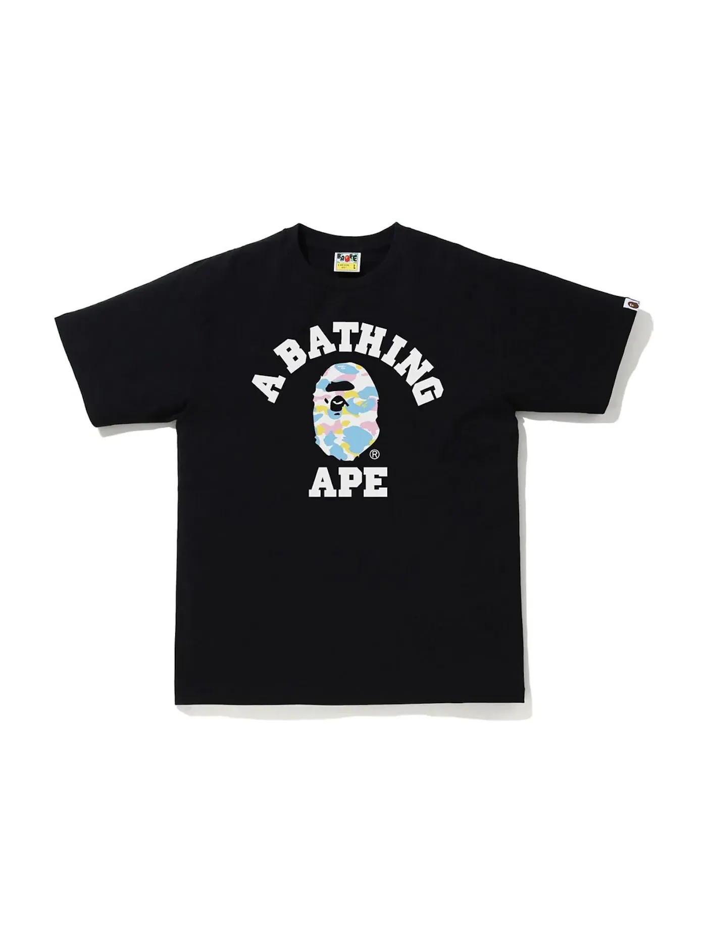 Мужская футболка с принтом BAPE New Multi Camo College Tee BAPE — изображение 1 из 1, черный