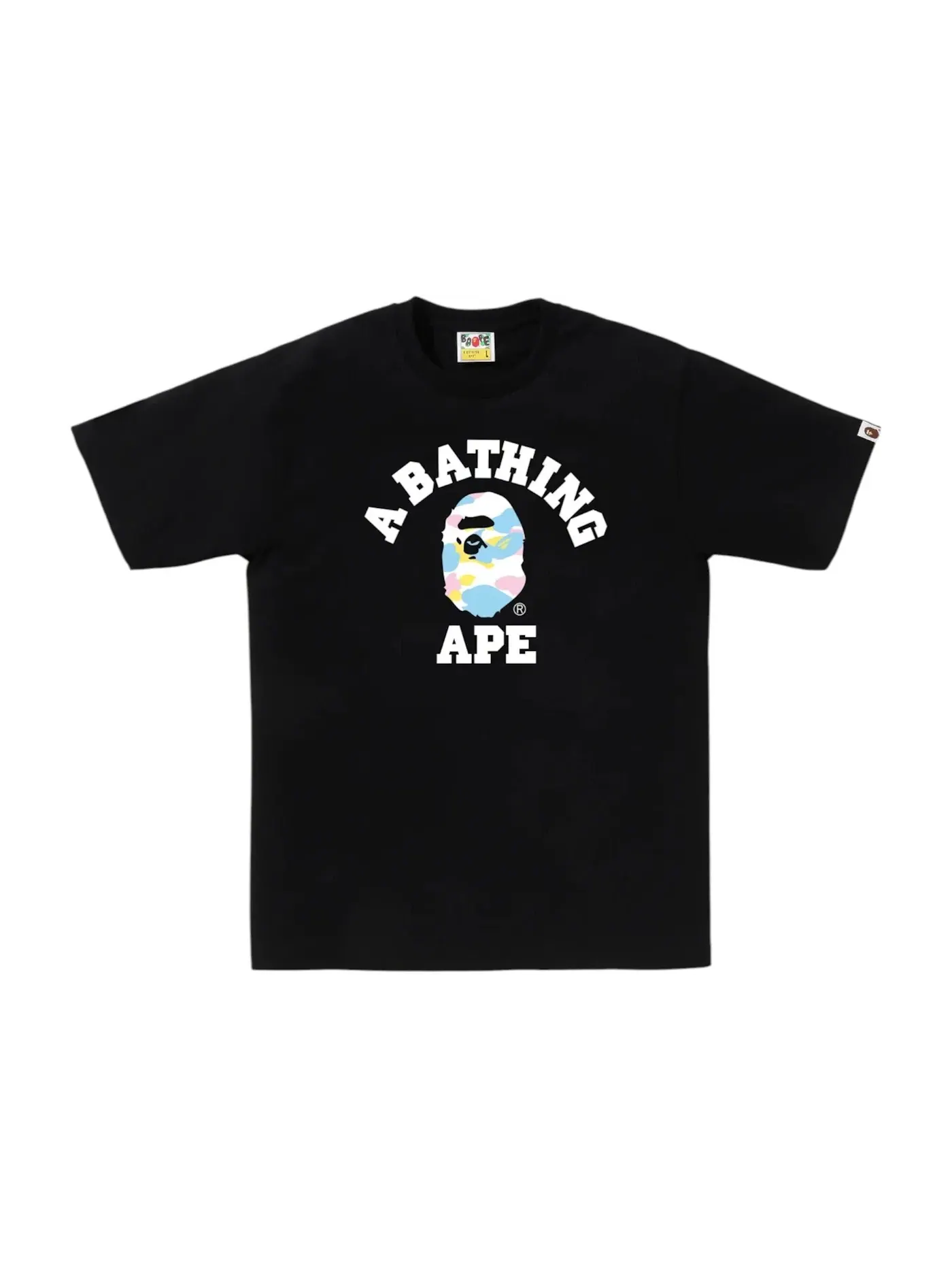 Мужская футболка с принтом BAPE New Multi Camo College Tee BAPE — изображение 1 из 1, черный