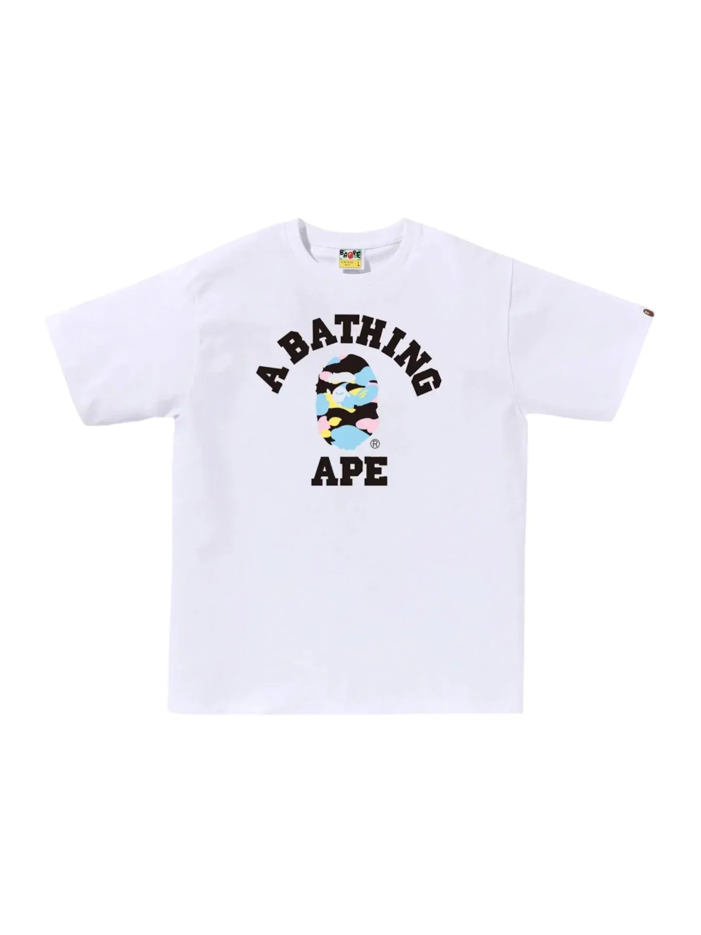 Мужская футболка с принтом BAPE New Multi Camo College Tee (SS26) BAPE — изображение 1 из 1, белый