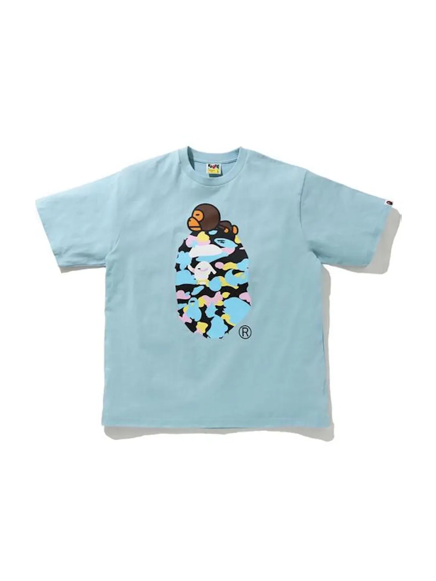 Мужская футболка с принтом BAPE New Multi Camo Milo On Ape Relaxed Tee, Sax — изображение 1 из 1